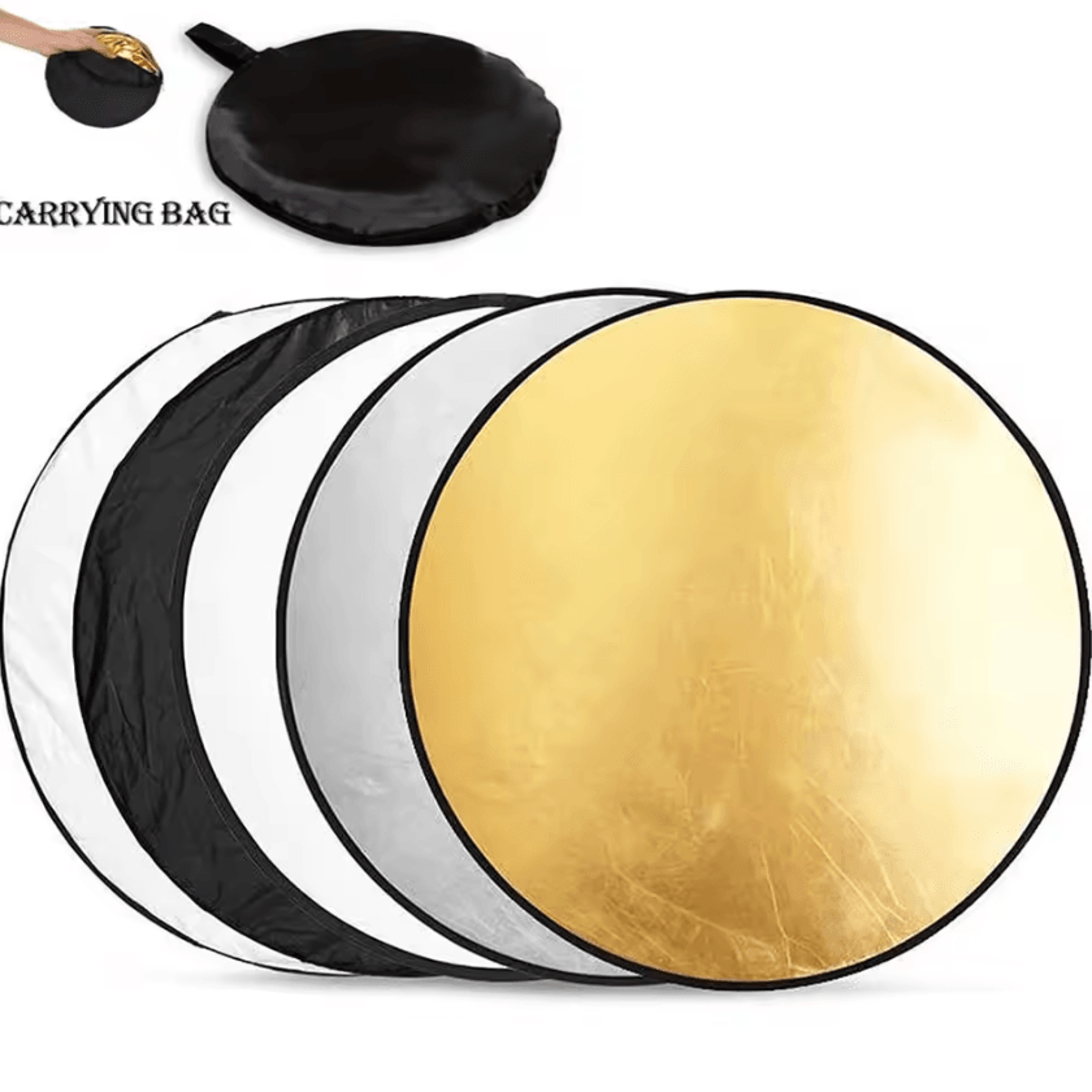 5-in-1 collapsible photography reflector – portable light diffuser (60/80/110cm)
