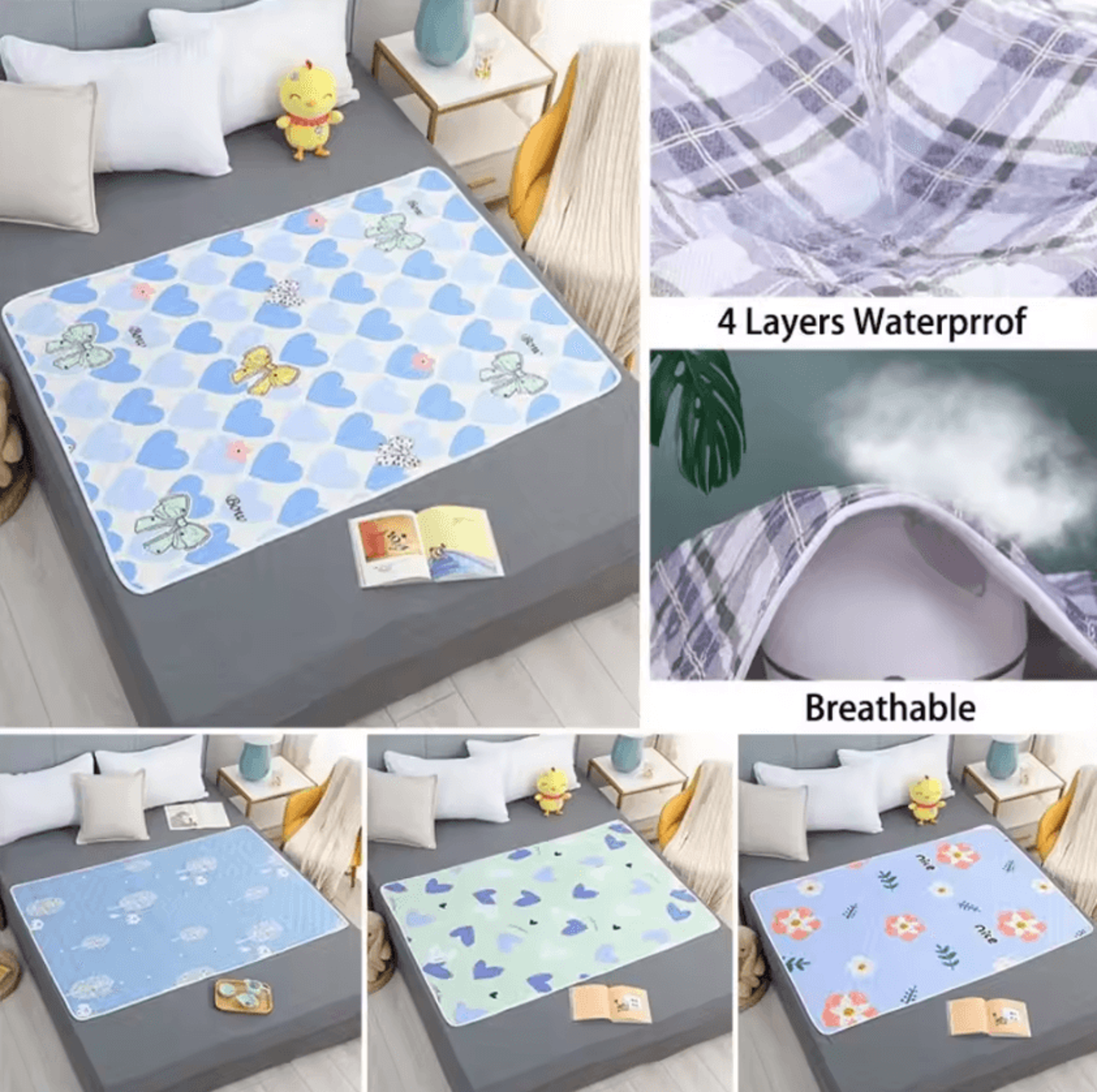 ultrasoft triple-layer waterproof underpad – washable baby & adult bed protector 100 150cm