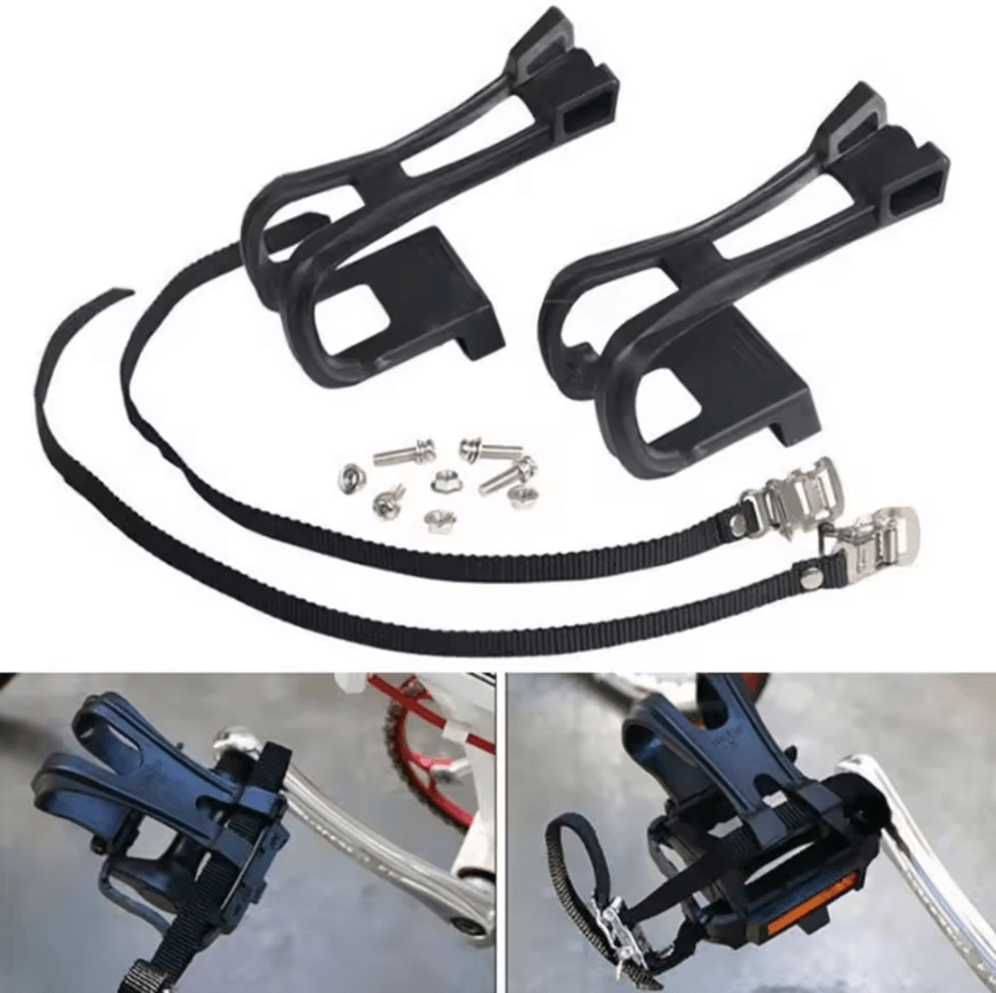adjustable bike pedal toe clip straps – secure cycling foot harness for mtb & road bikes