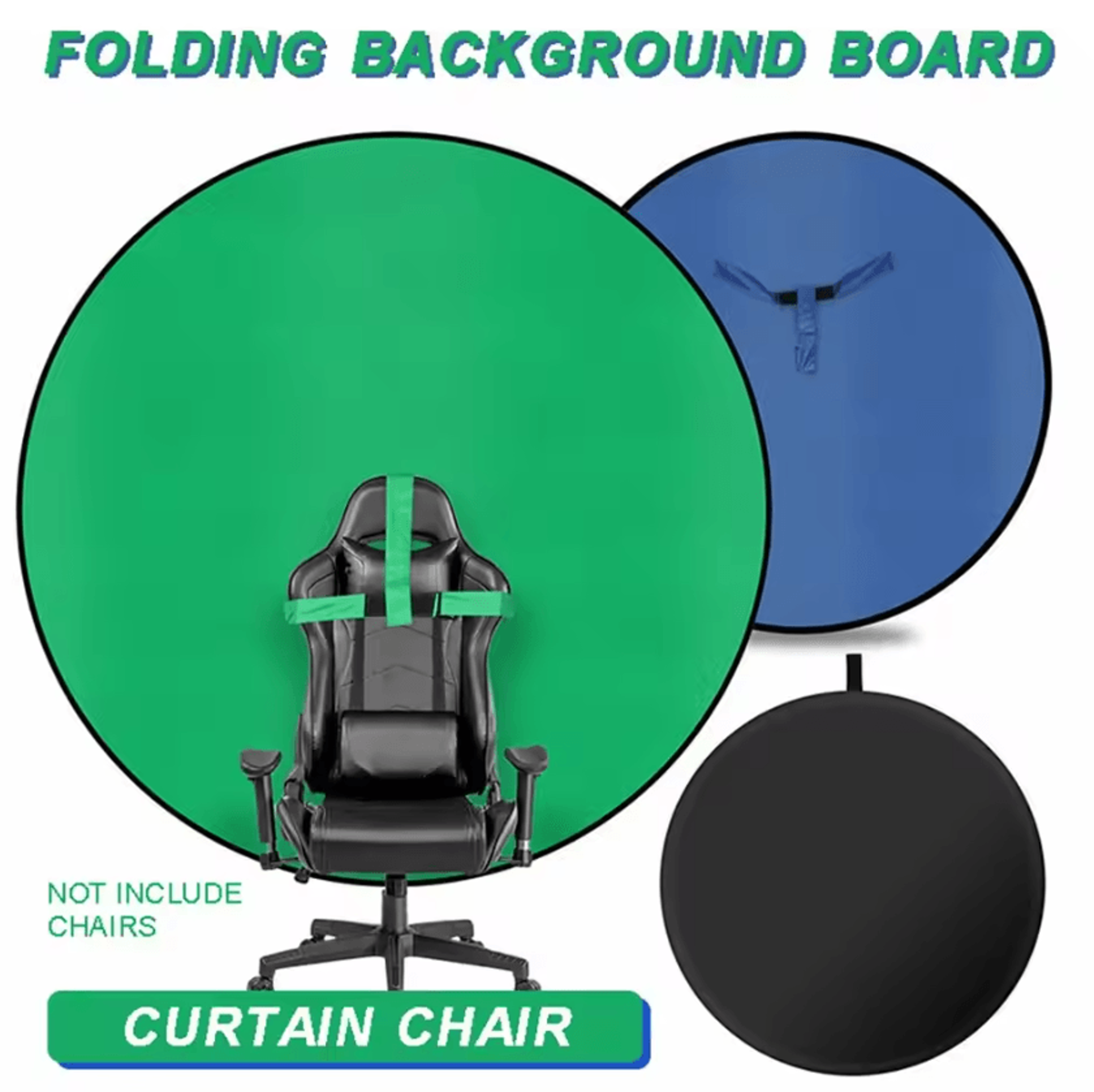 portable double-sided green & blue screen chair backdrop – chromakey streaming cloth