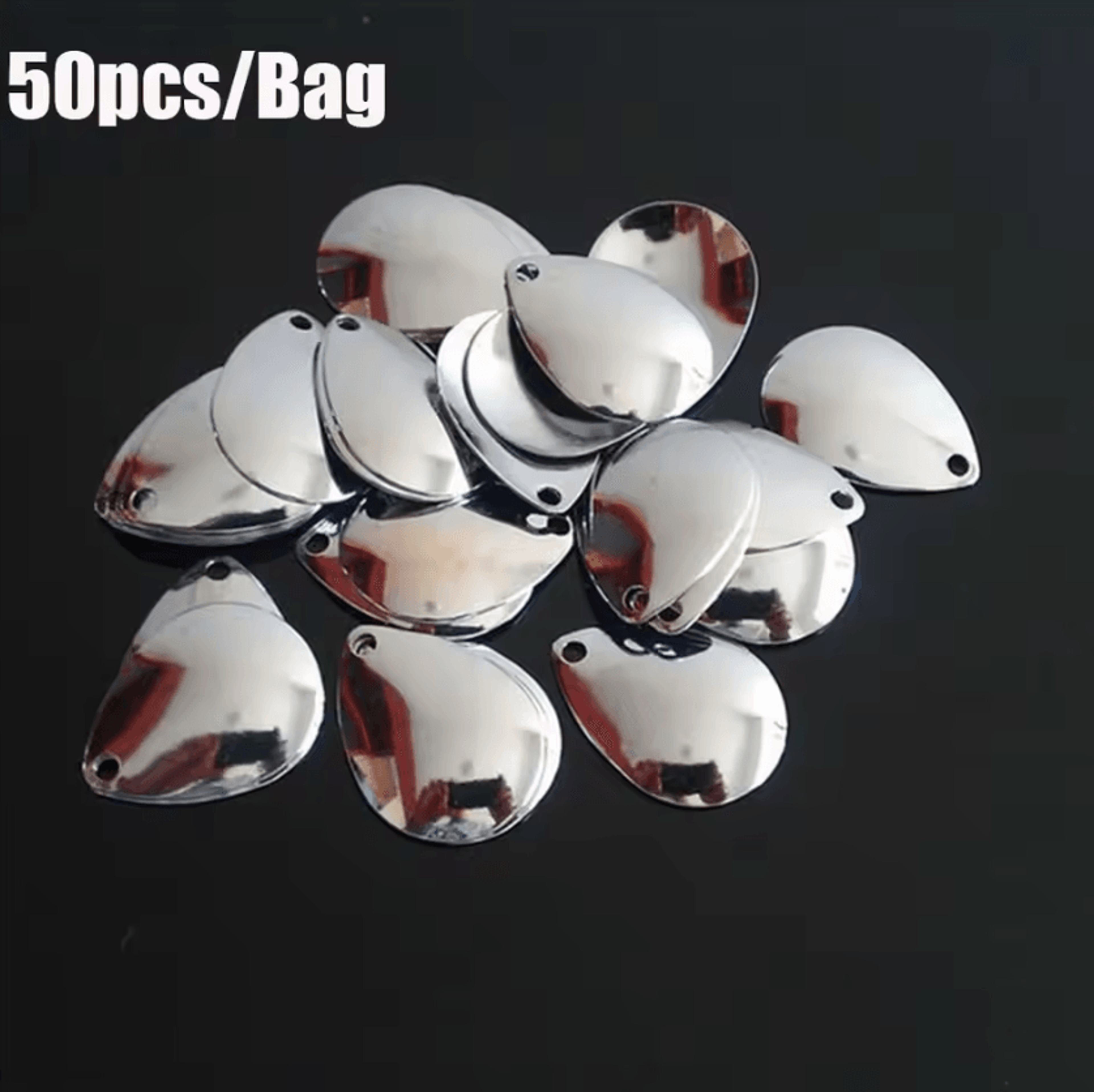 50pcs nickel fishing spinner blades – flattie attractor diy lure kit for freshwater fishing