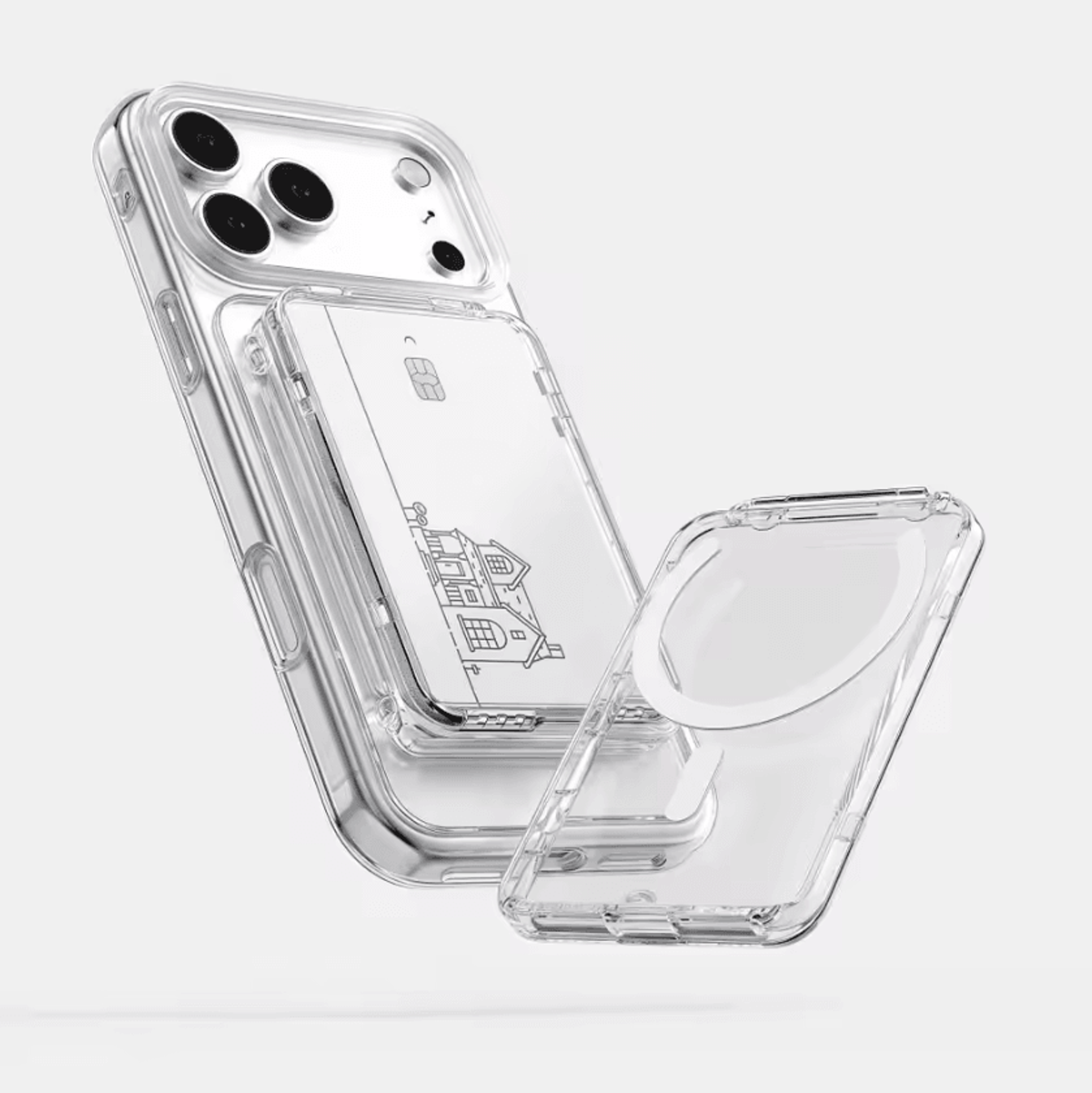 magsnap clear magsafe card holder – shockproof magnetic wallet with stand for iphone