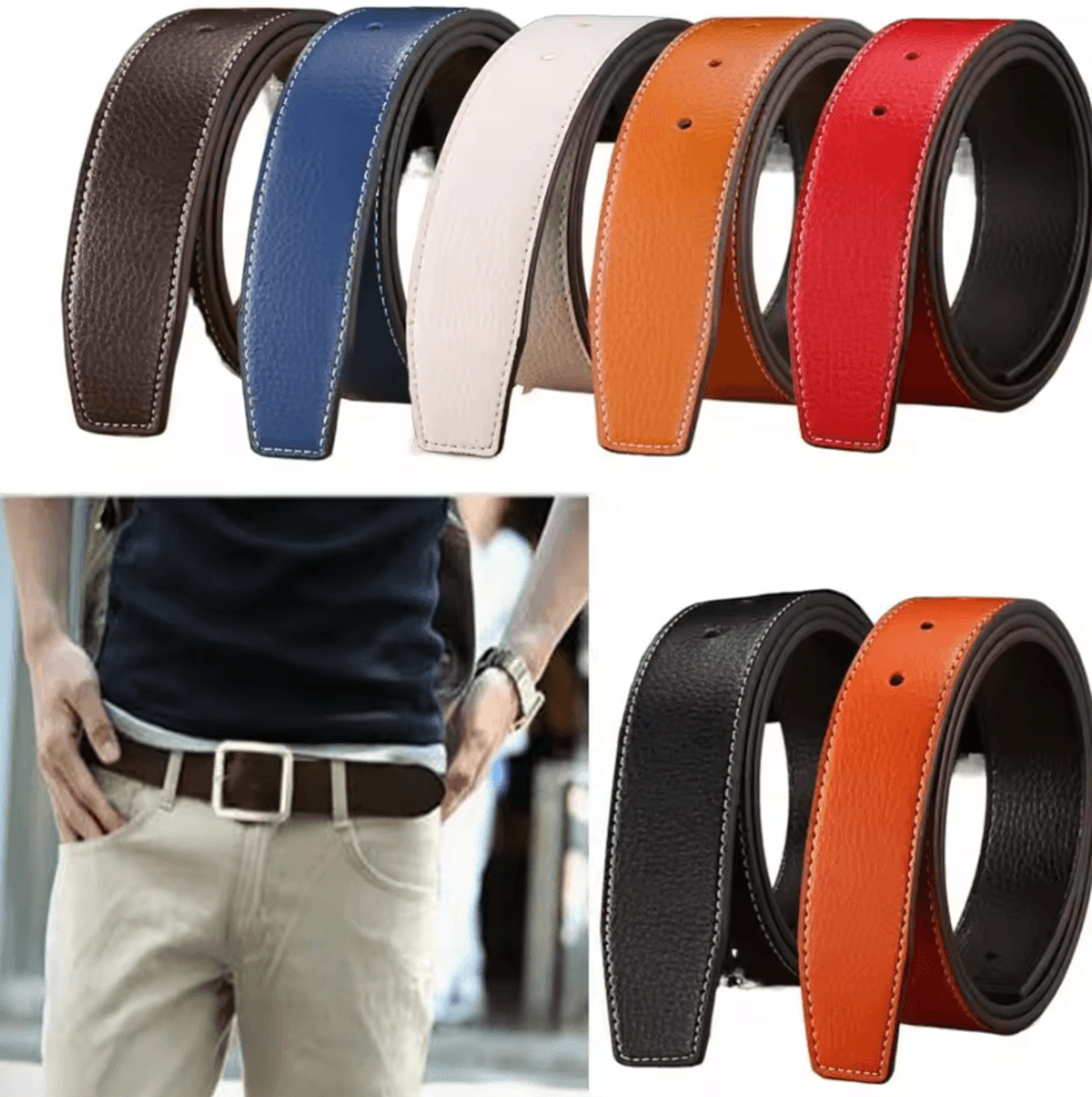 flexstyle genuine leather belt strap – no buckle 3.7cm replacement waistband