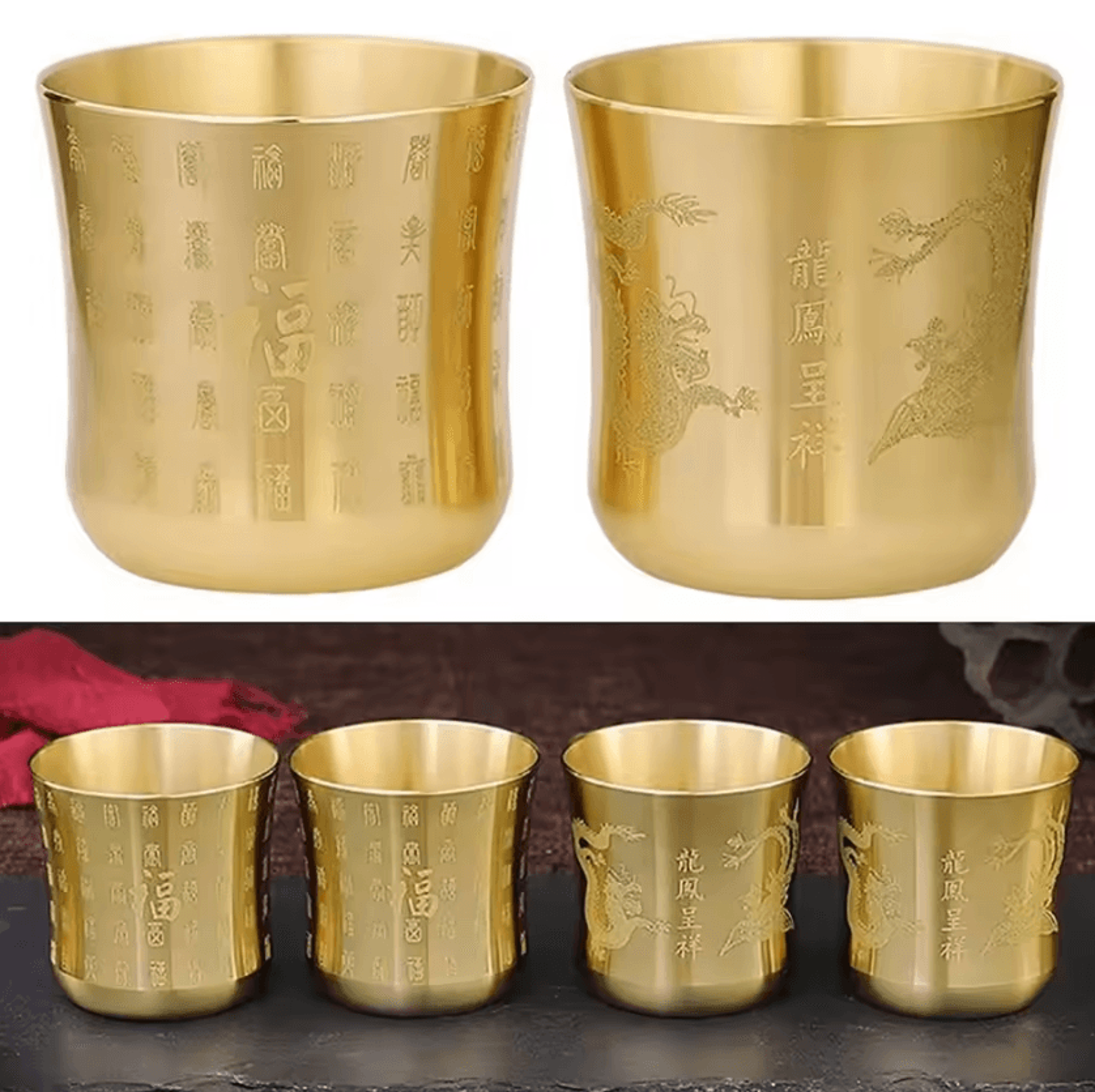fortuneglow brass baifu tea cup – wealth attracting feng shui cornucopia decor