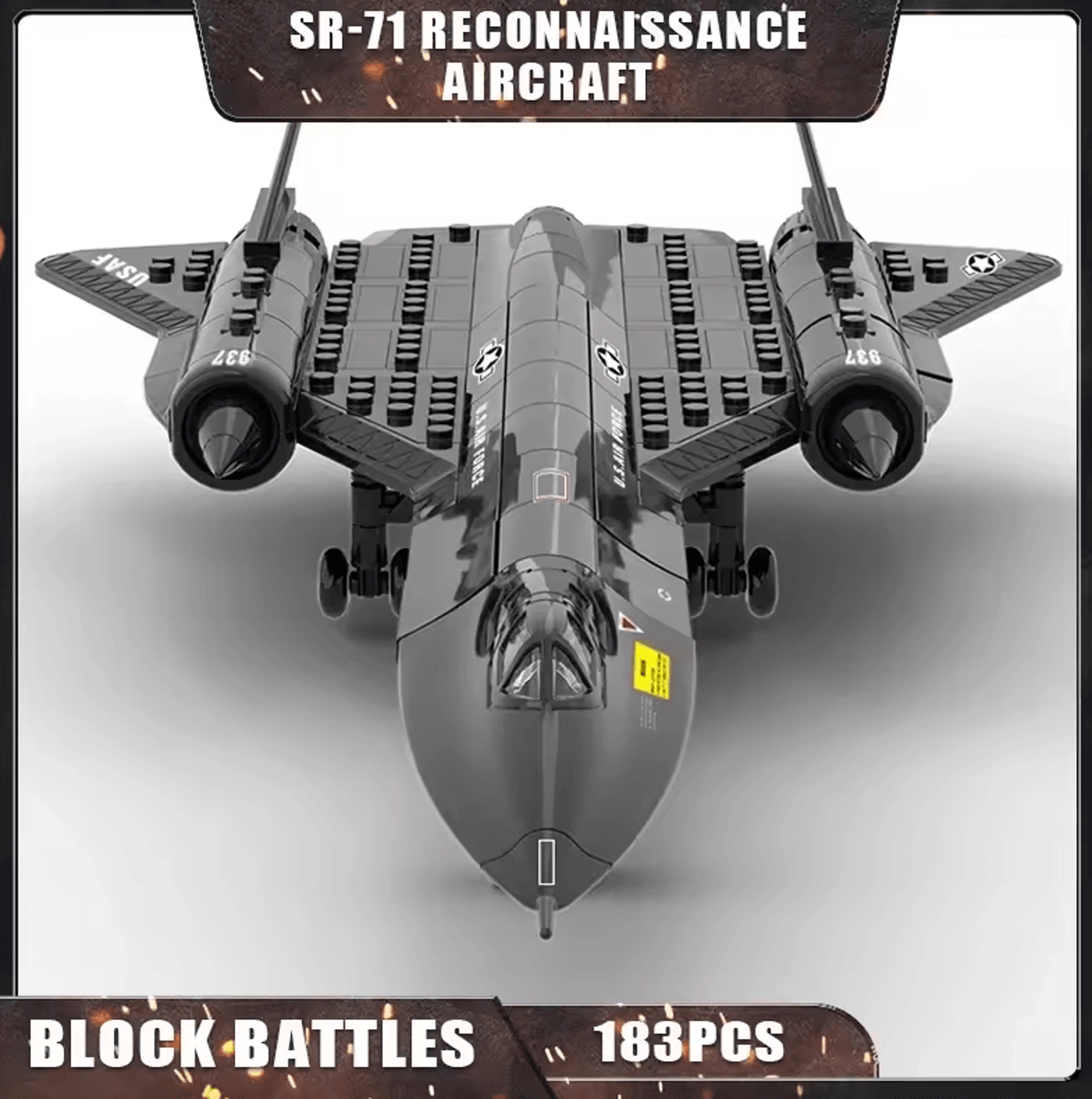 sr-71 blackbird spy plane building blocks – military aircraft moc stem model kit