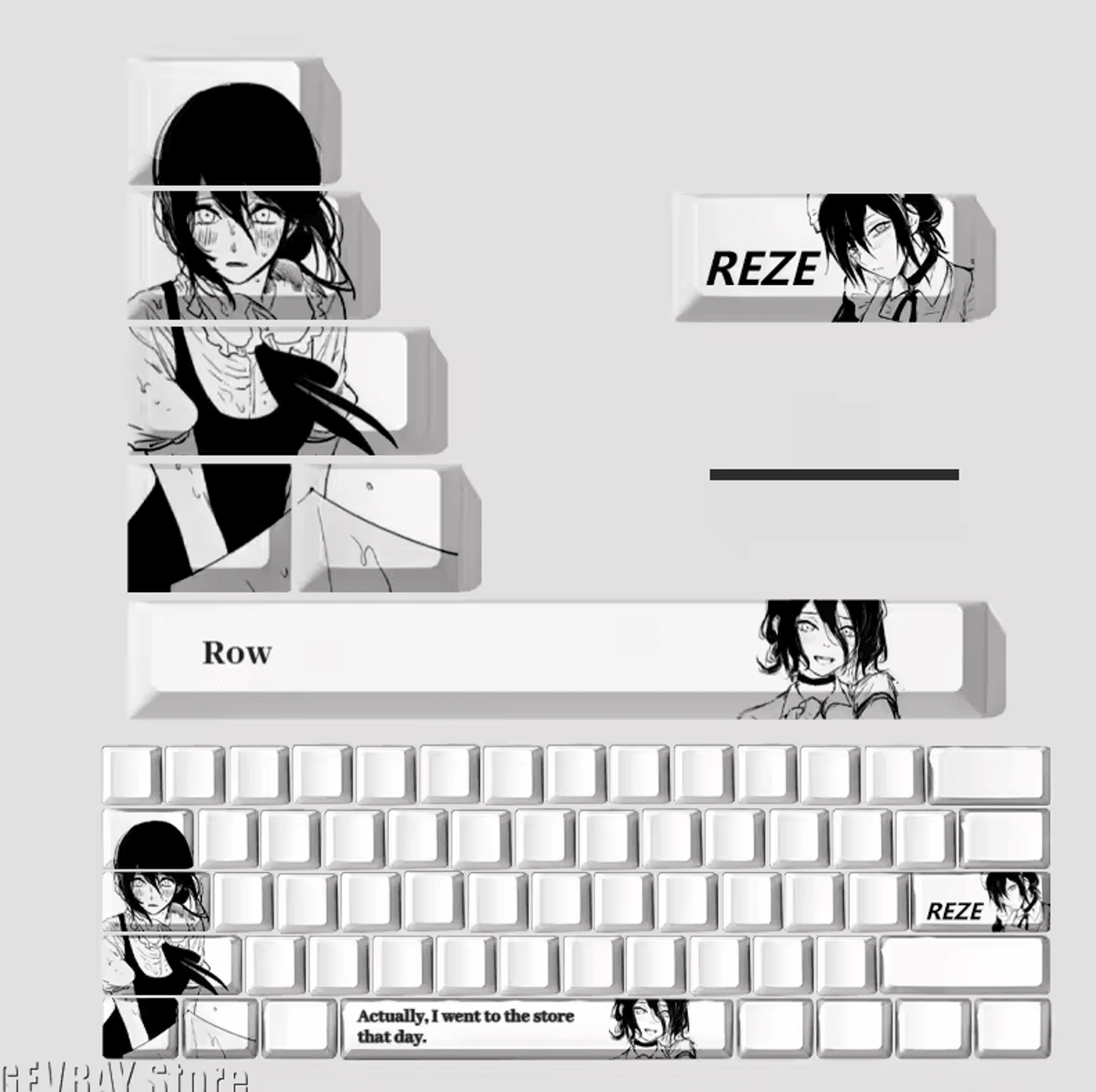 reze anime pbt keycaps set – chainsaw man cherry profile mechanical keyboard caps