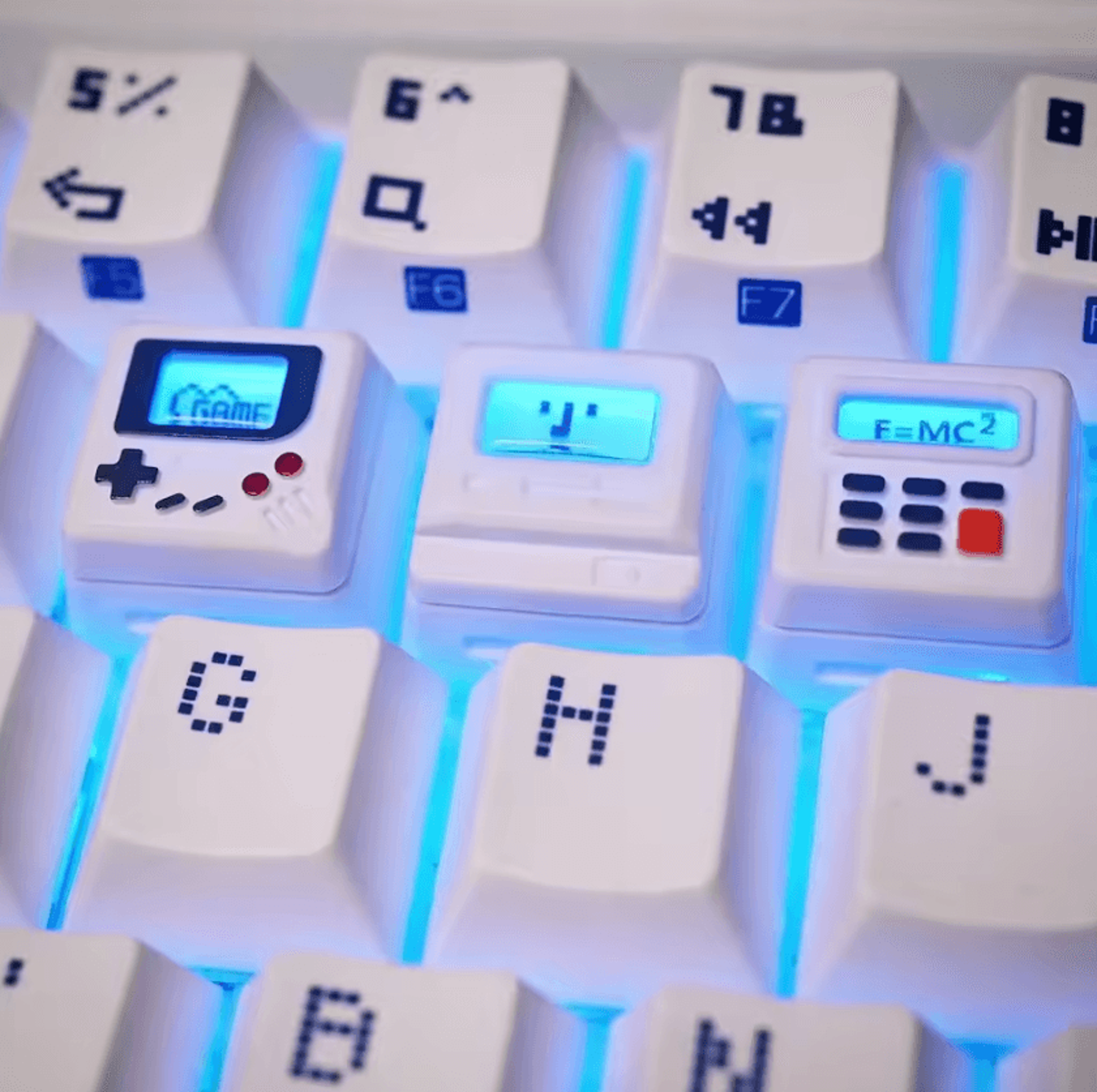 k-04 retro transparent keycap set – 3-in-1 cute game console mechanical keyboard caps