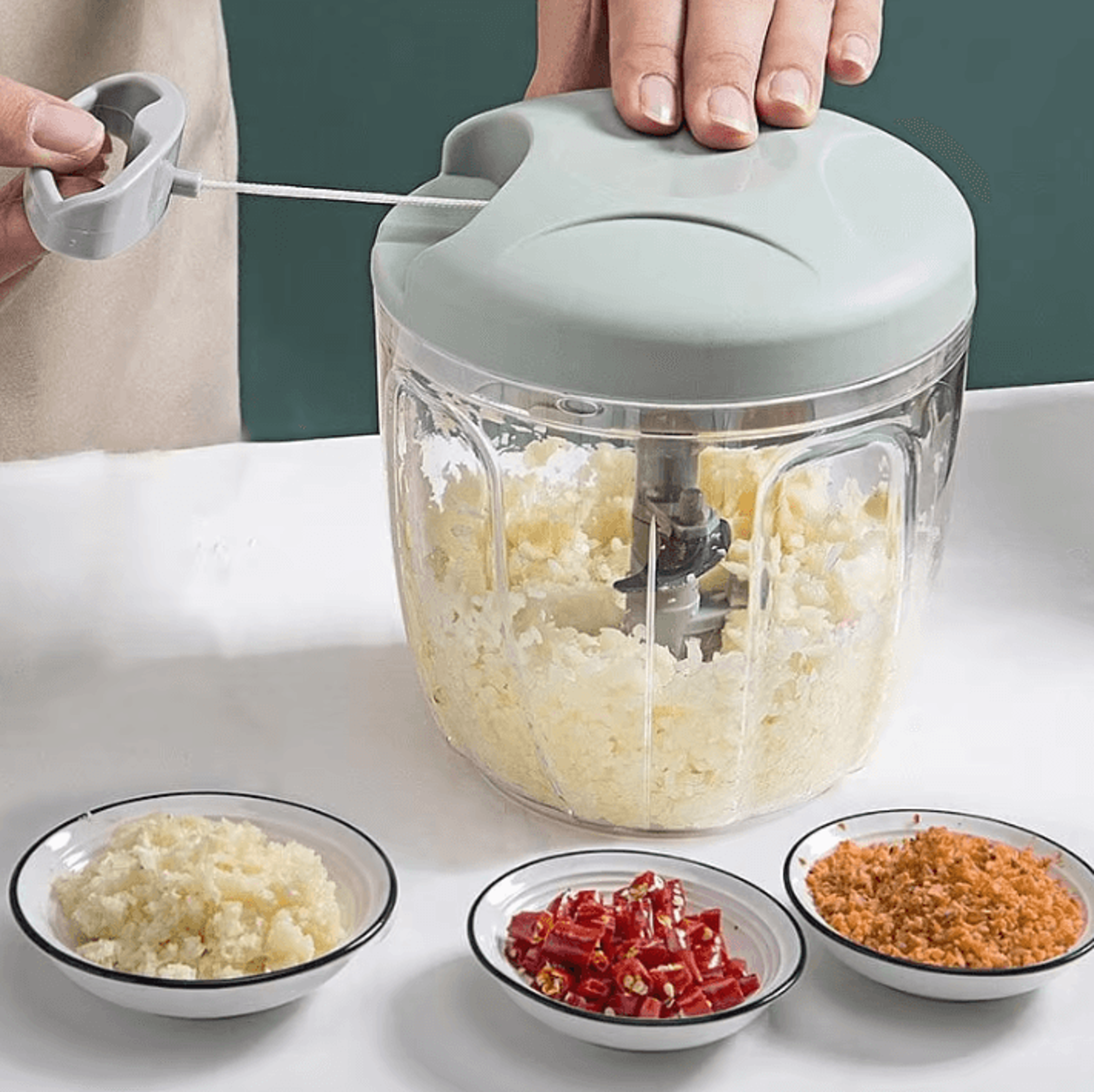 swiftchop pro manual meat & vegetable chopper – 500/900ml pull-string garlic mincer & food processor