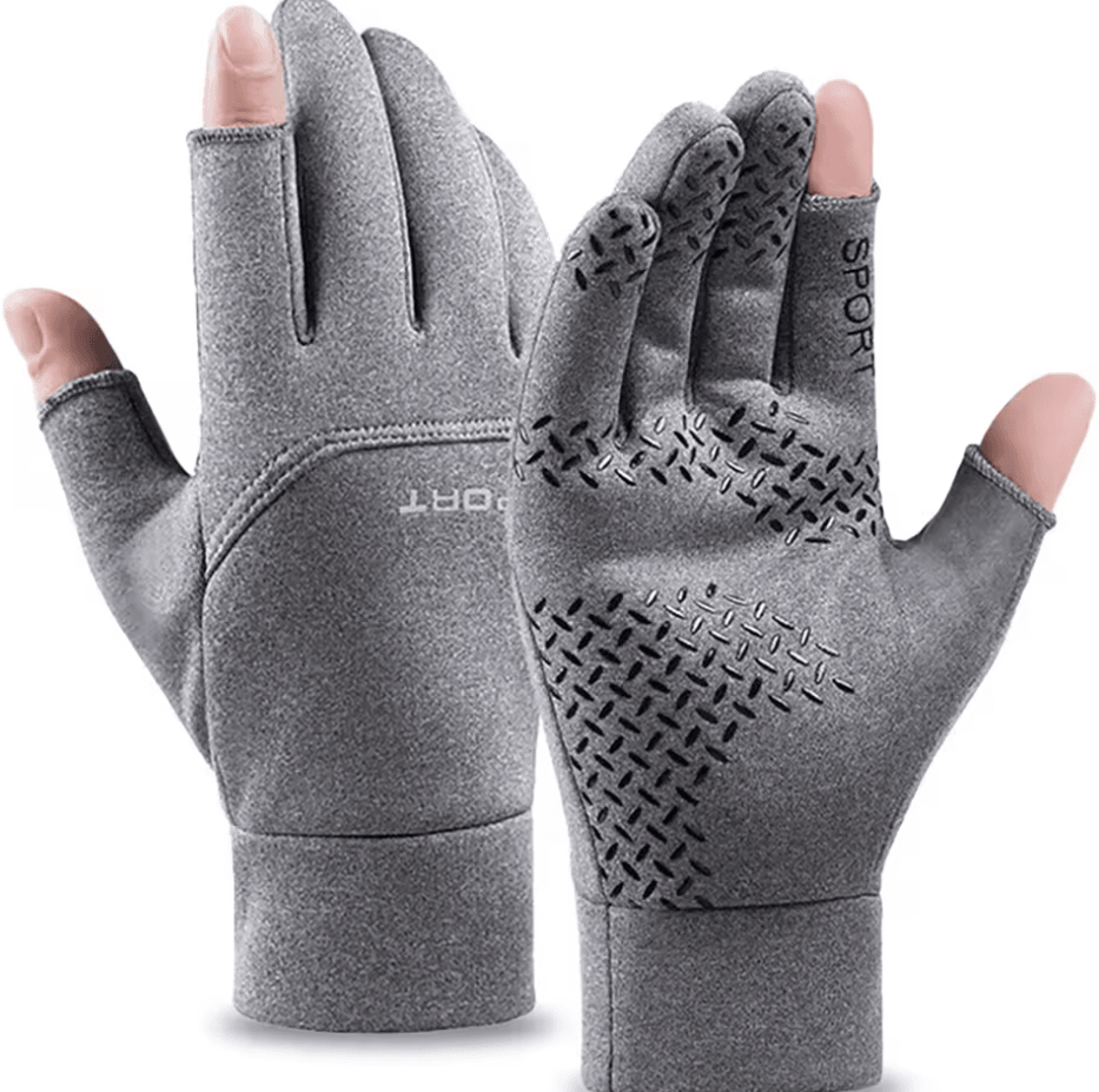 winter anti-slip fishing gloves – touchscreen two-finger cut warm outdoor gloves