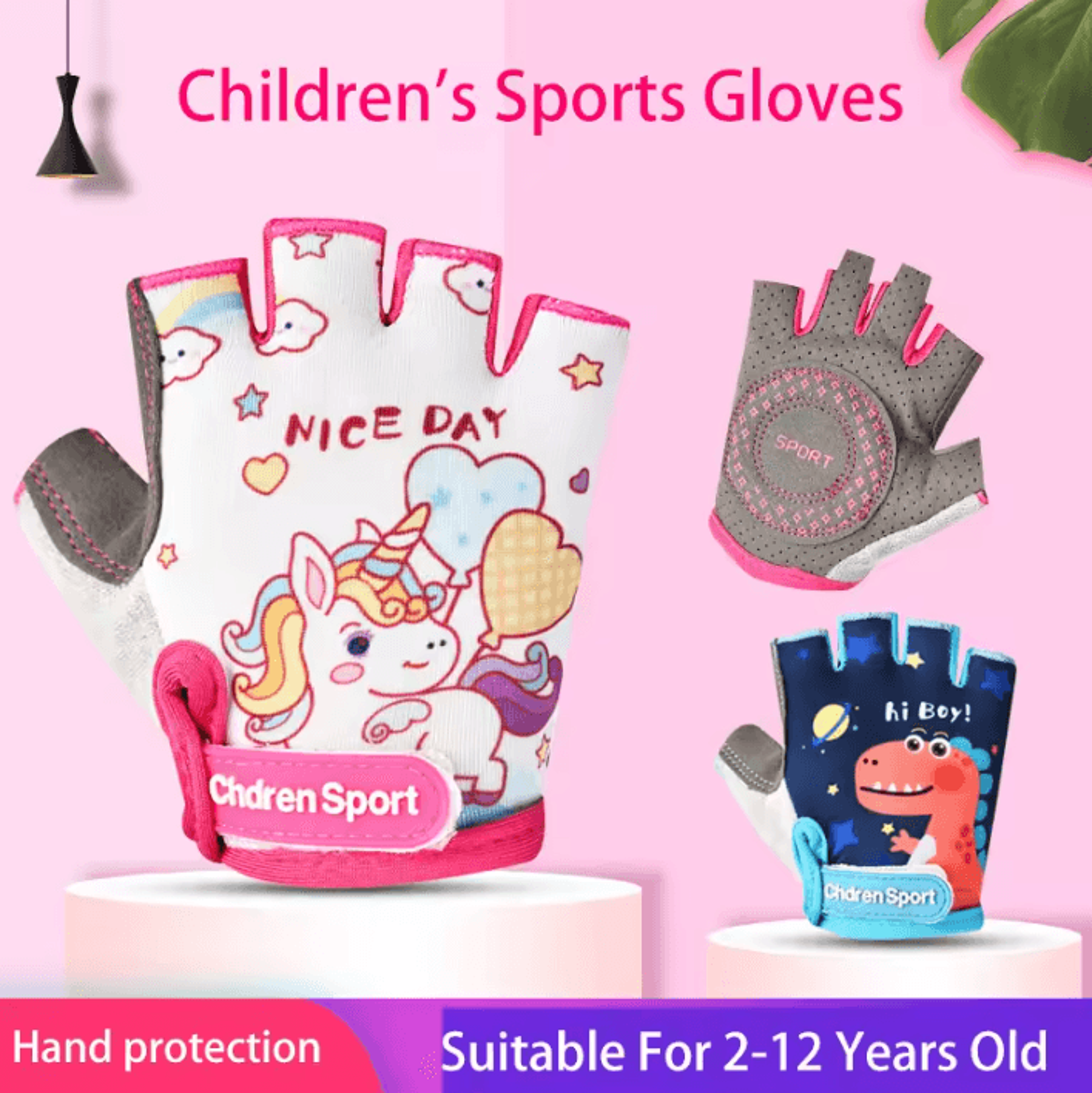 playgrip kids fingerless cycling gloves – anti-slip protective sports gloves for active kids