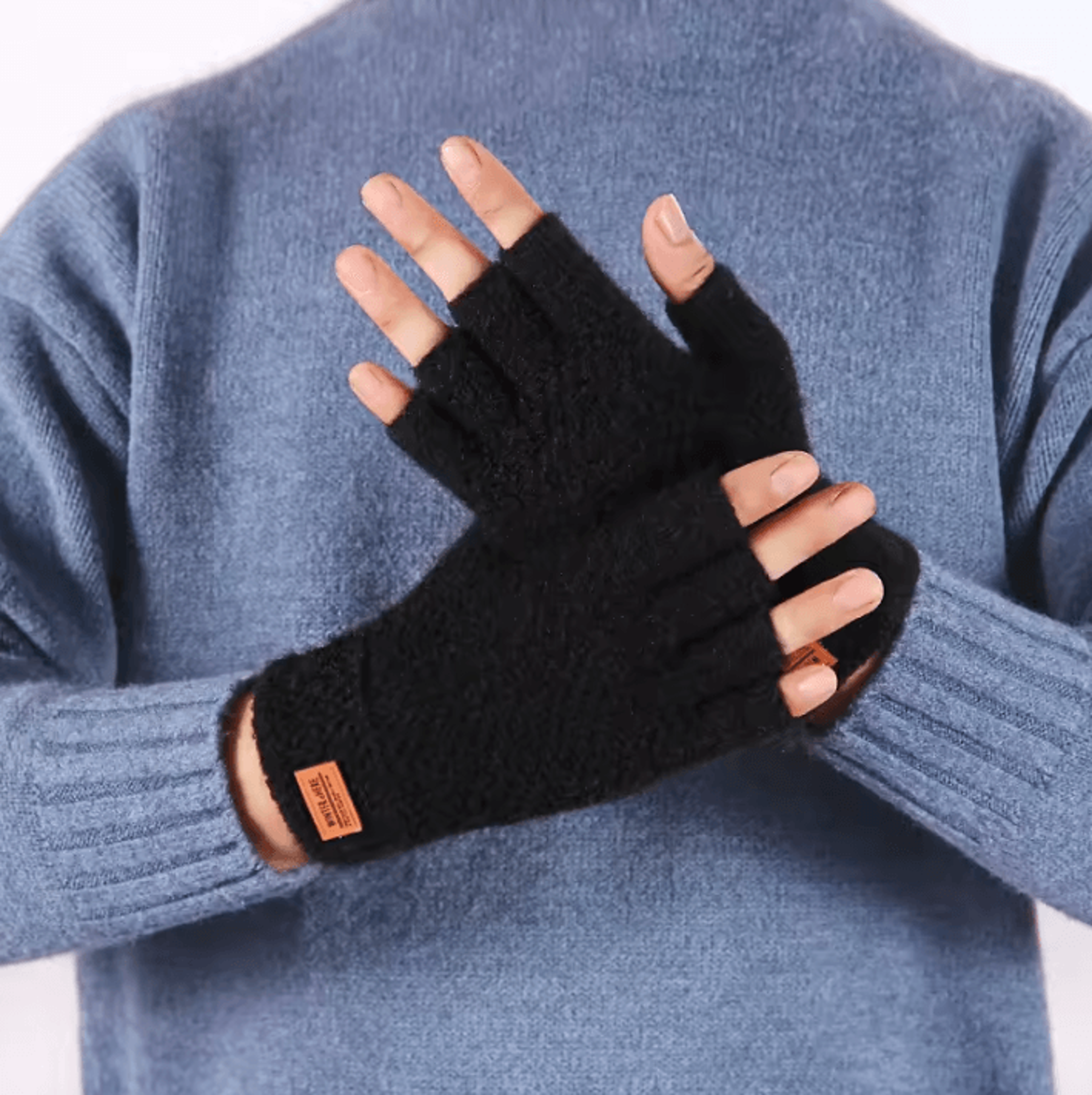 alpacatherm knit fingerless gloves for men – warm thermal driving & work gloves