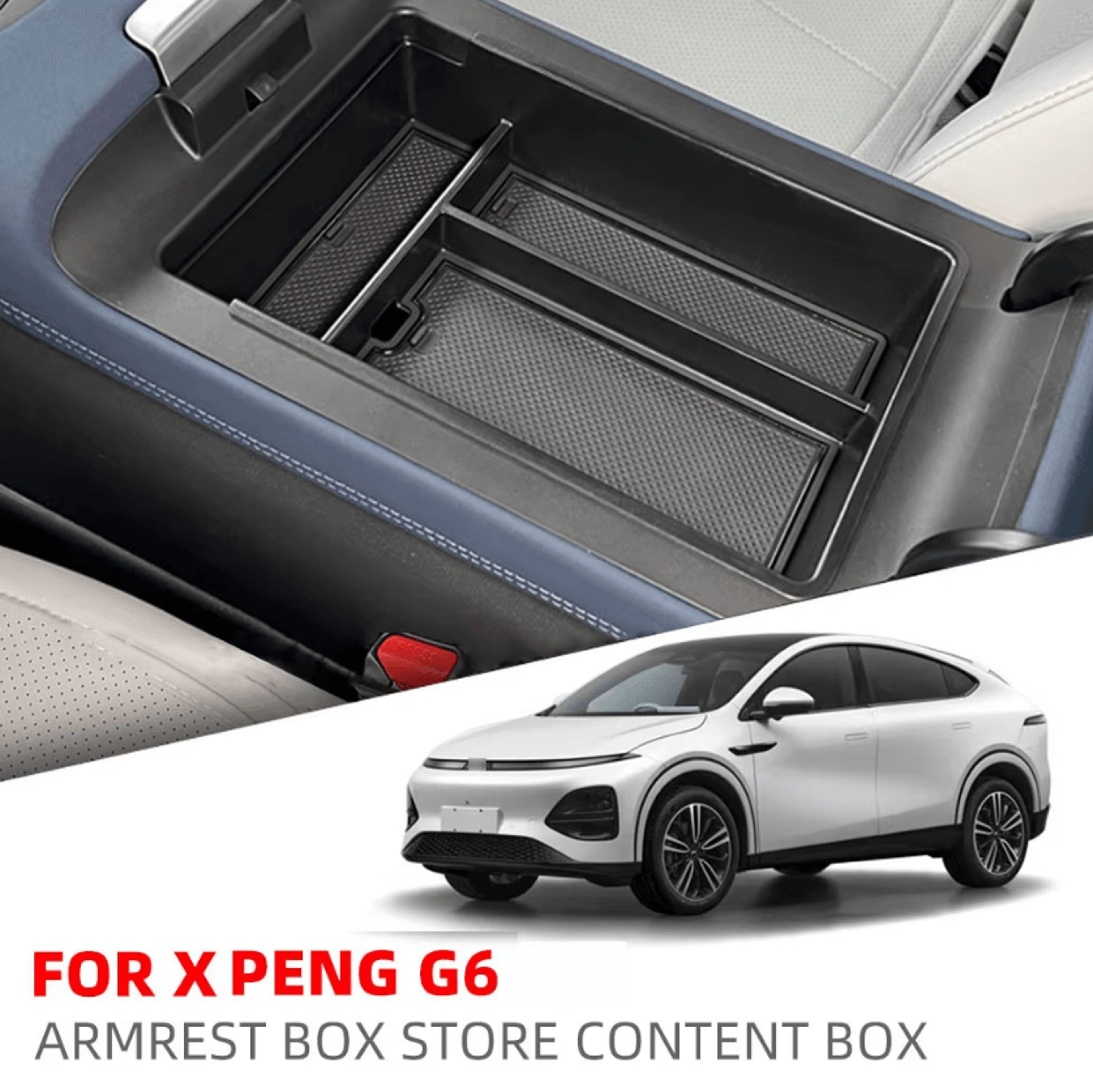 xpeng g6 center console armrest storage organizer – custom fit interior tray & storage box