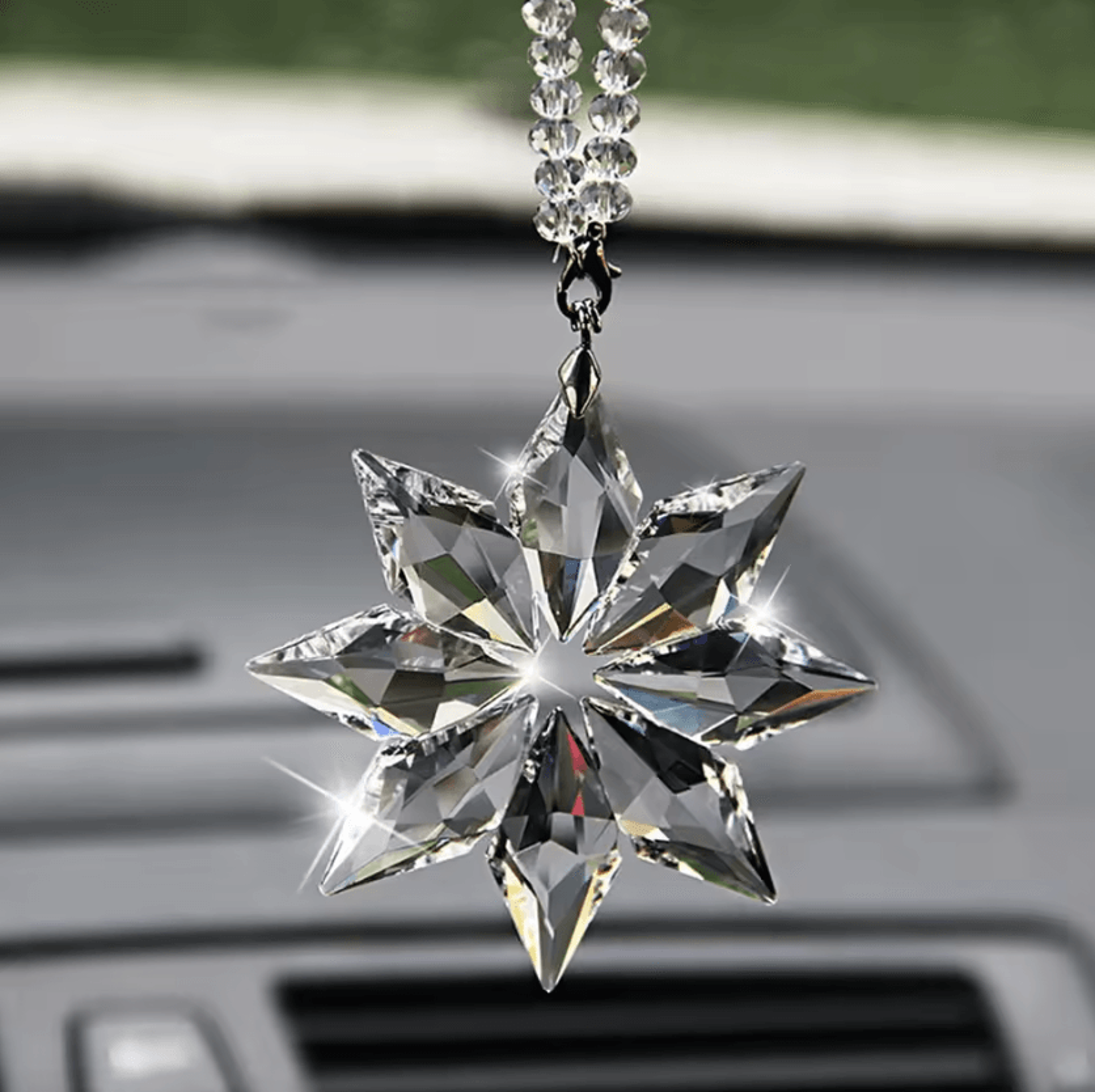crystal snowflake car pendant sun catcher – elegant hanging ornament for interior sparkle
