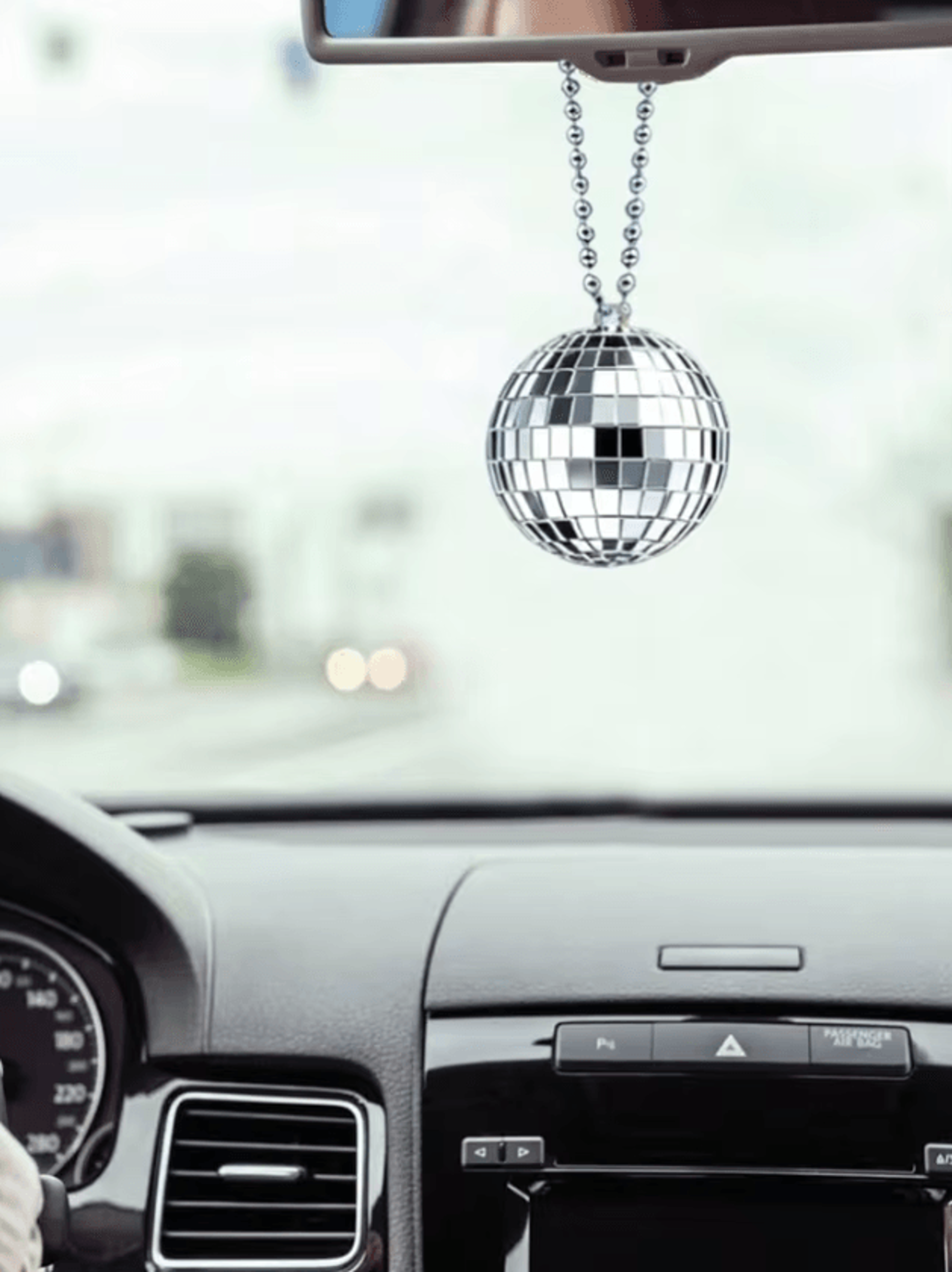 discoglow hanging mirror ball car ornament