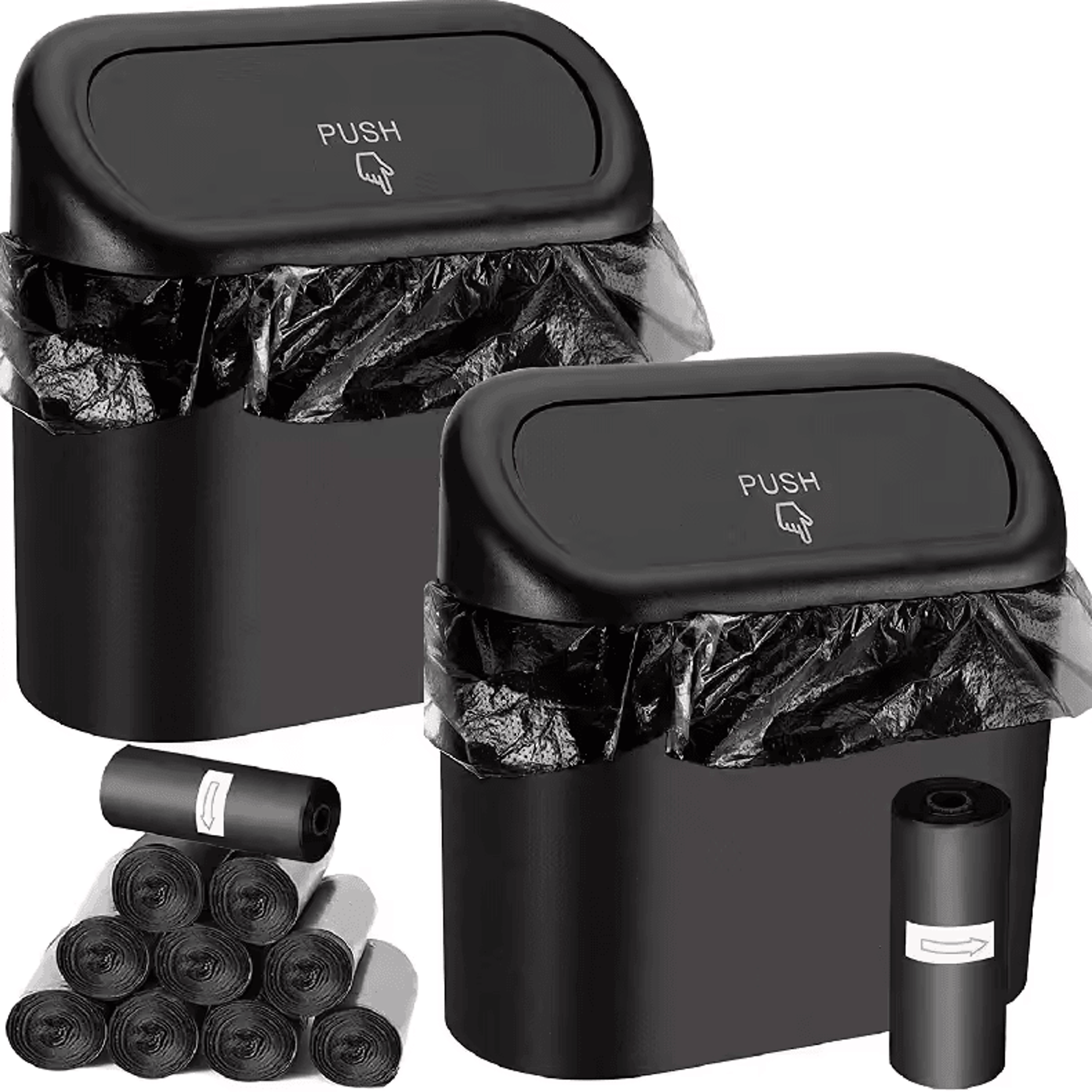 universal car clamshell trash bin – hanging press-top vehicle garbage storage box