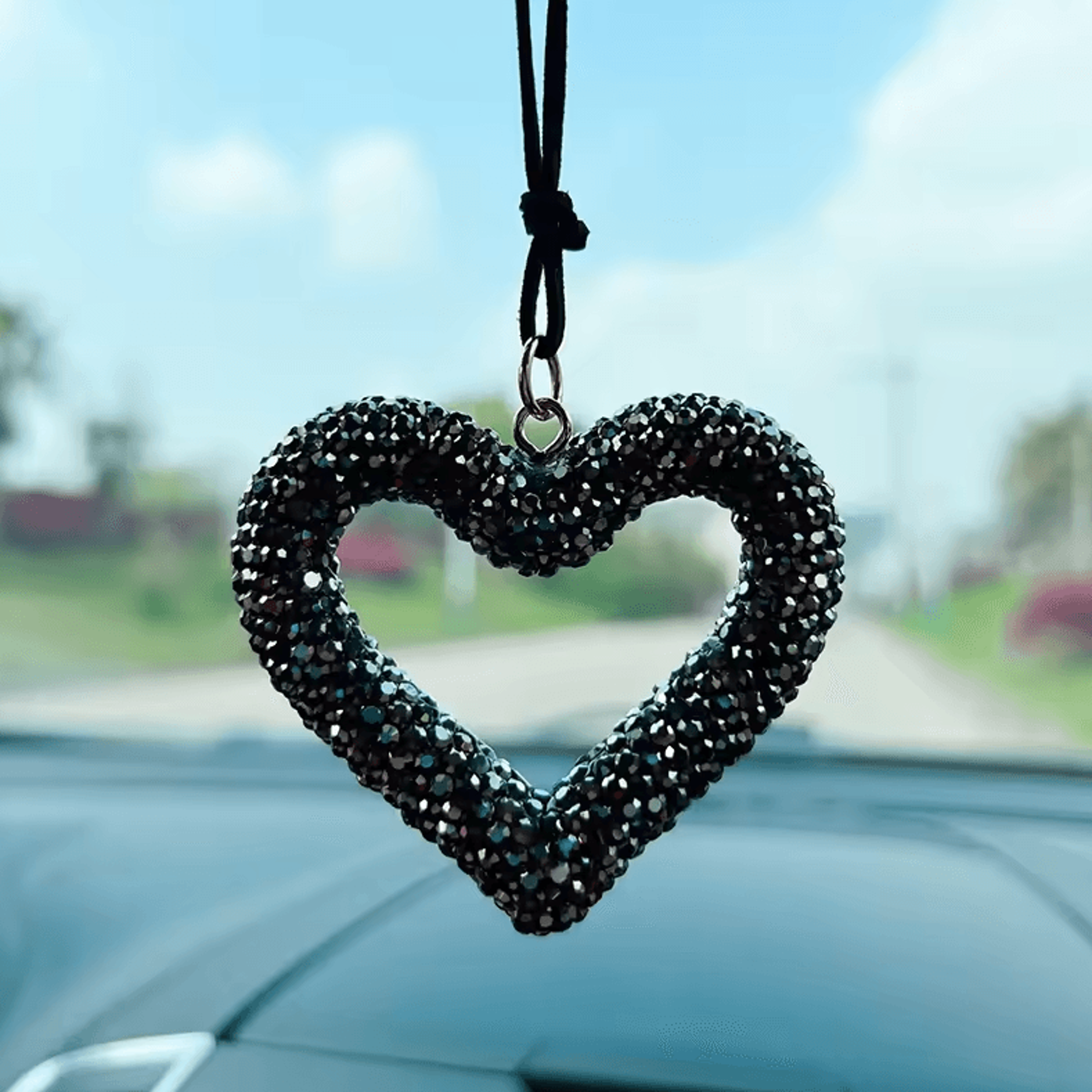 luxury crystal heart car pendant charm for women