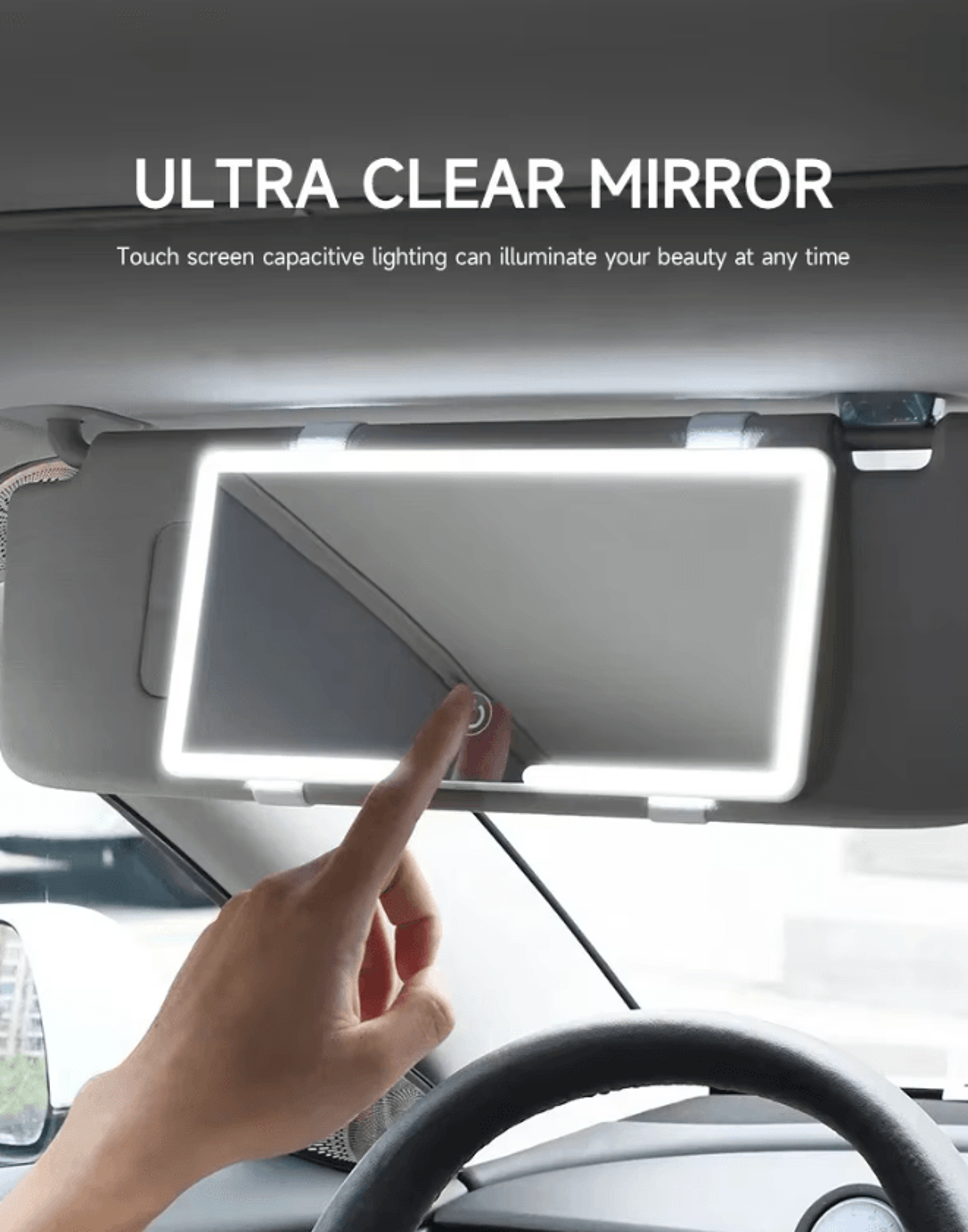 glowtouch led rechargeable car makeup mirror