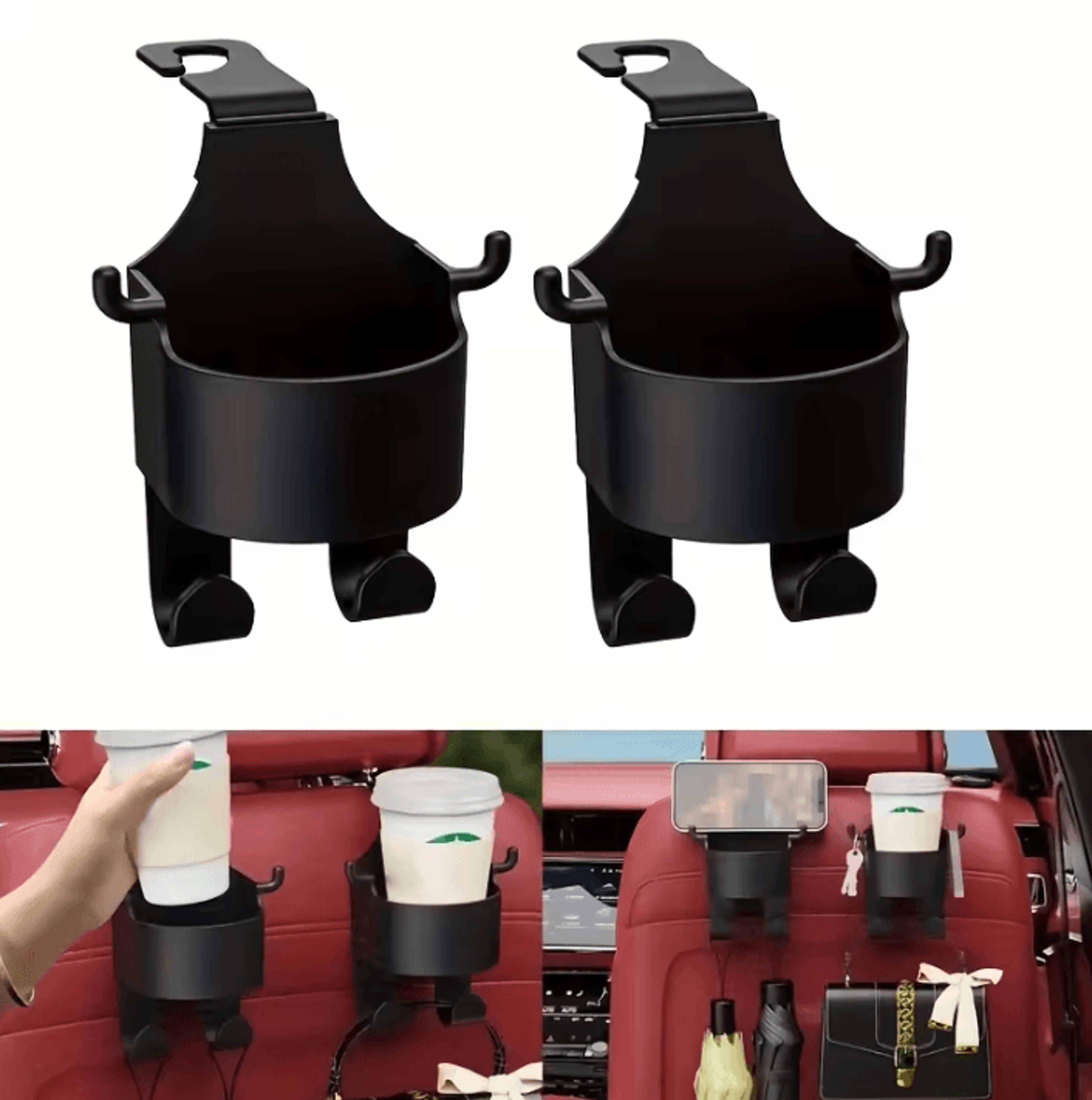 universal car seat headrest hook cup holder organizer