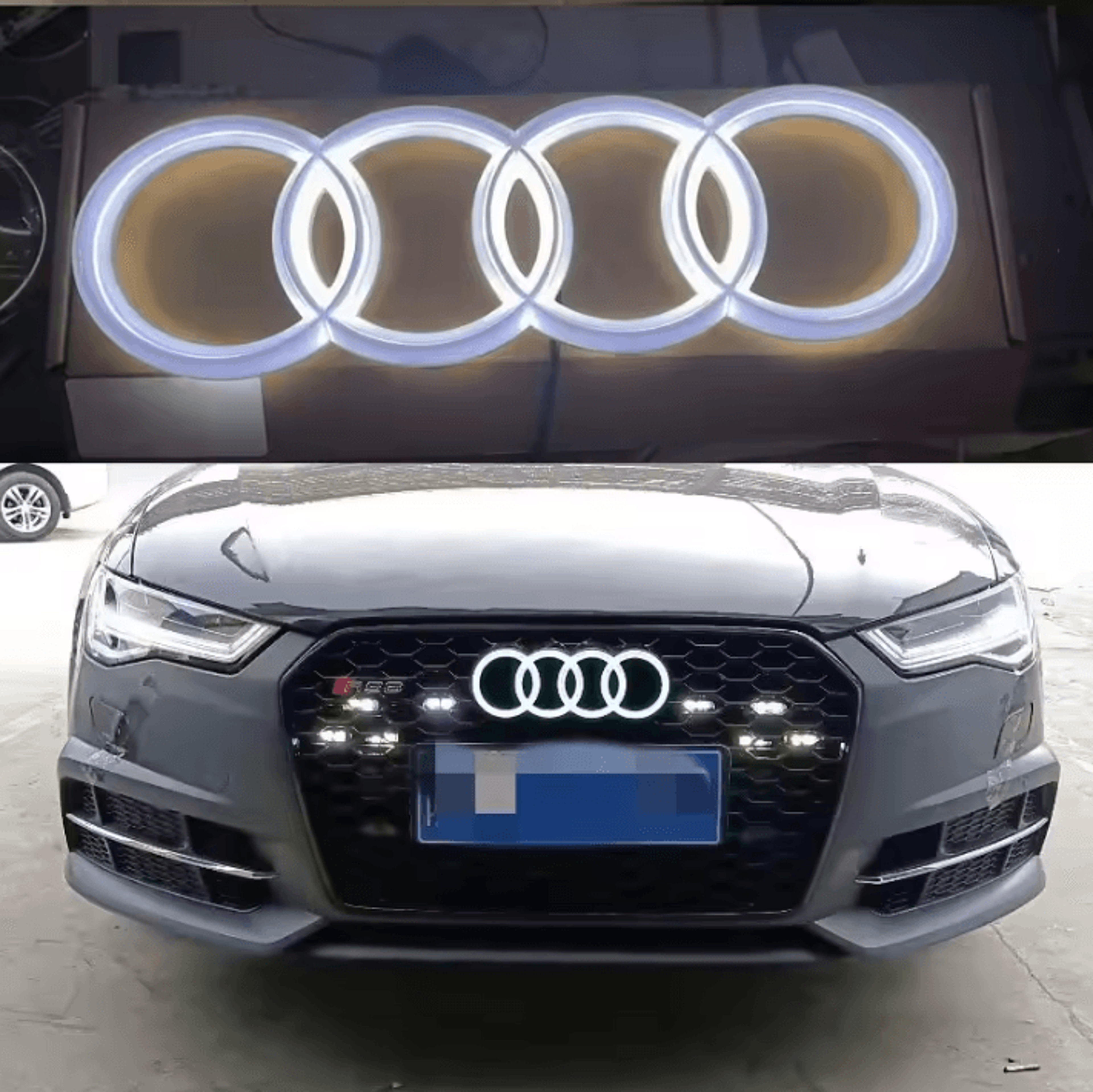 led illuminated audi front grille emblem light
