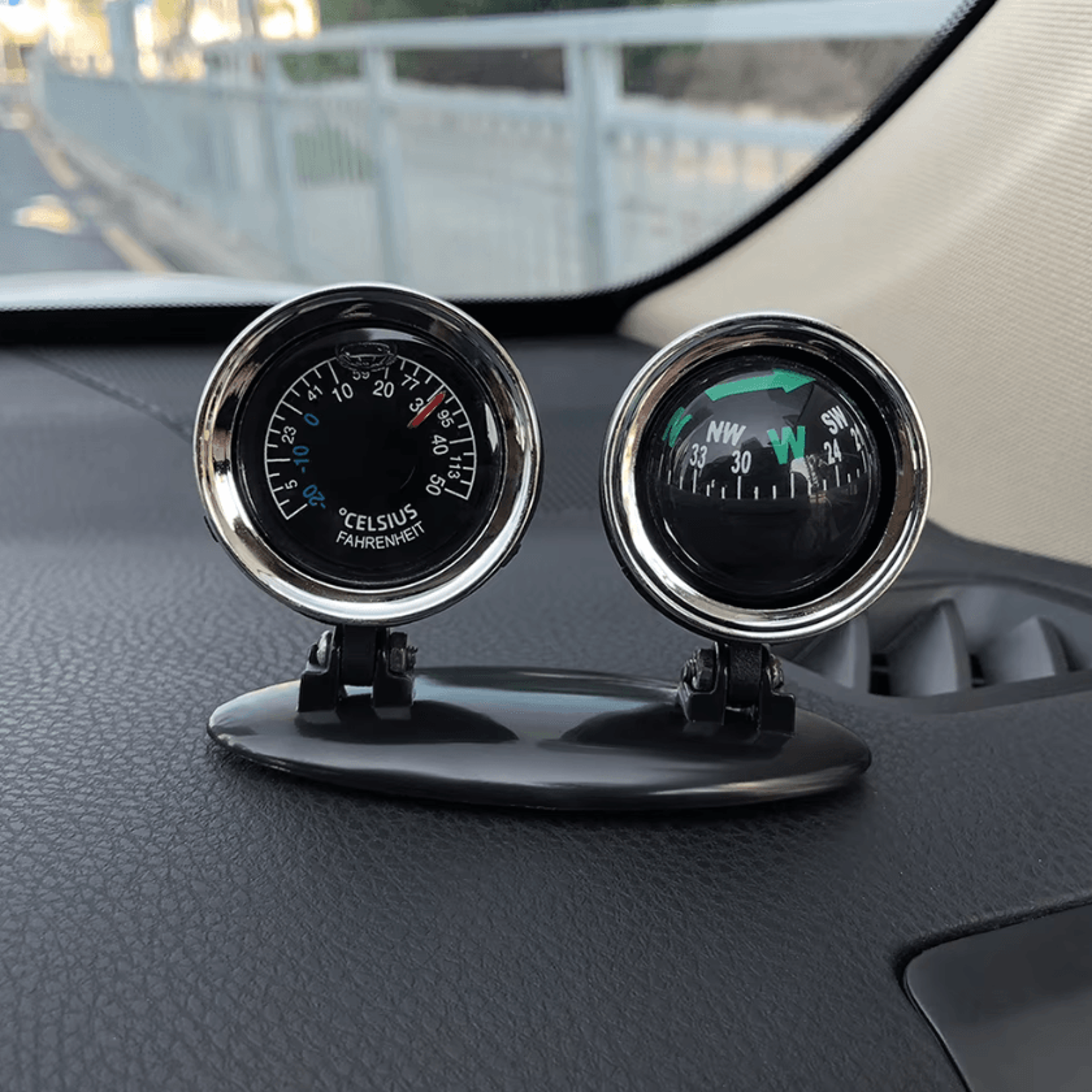 360° car compass thermometer dashboard ornament for suv, truck & rv