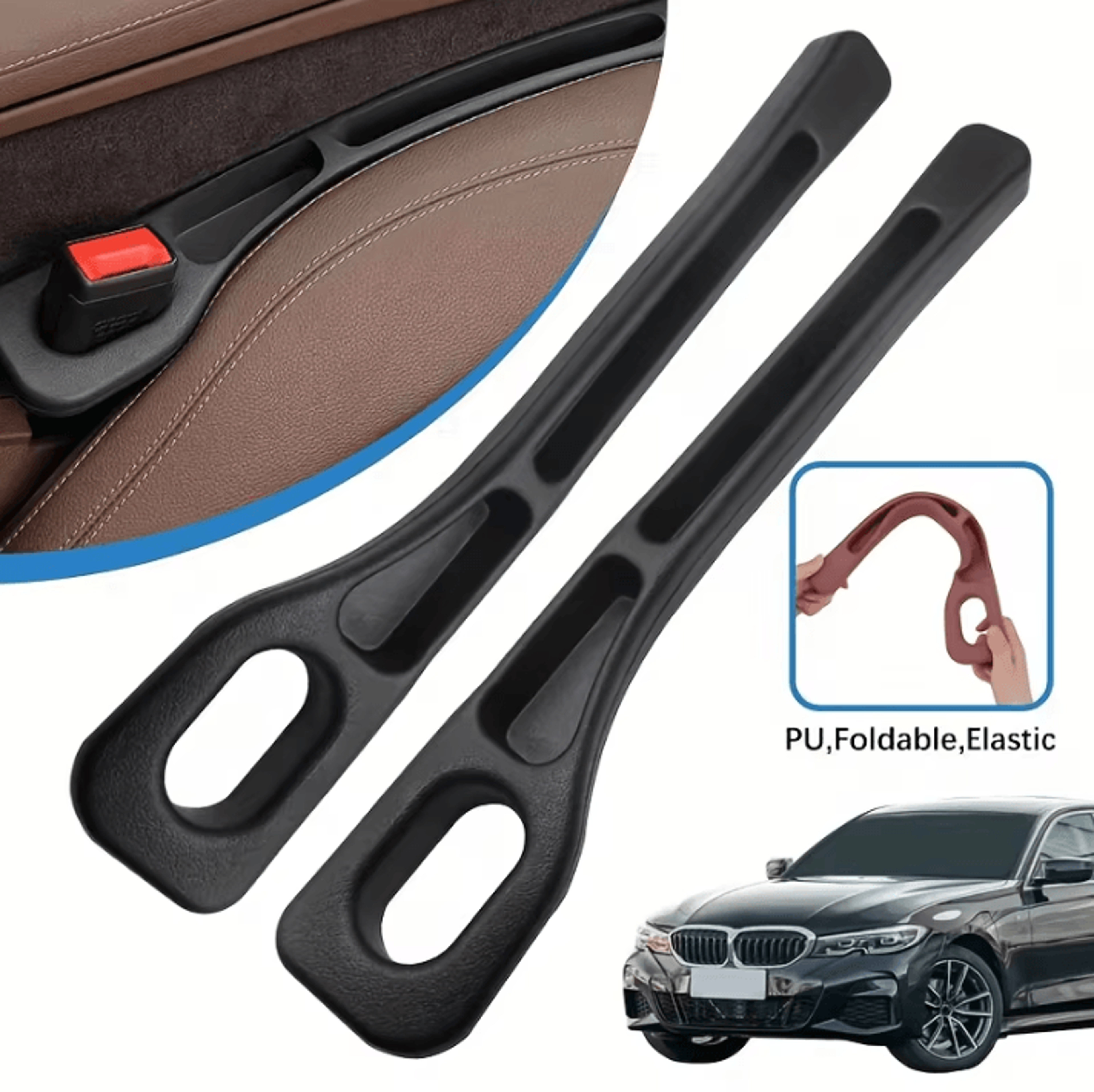 universal pu leather car seat gap filler organizer set