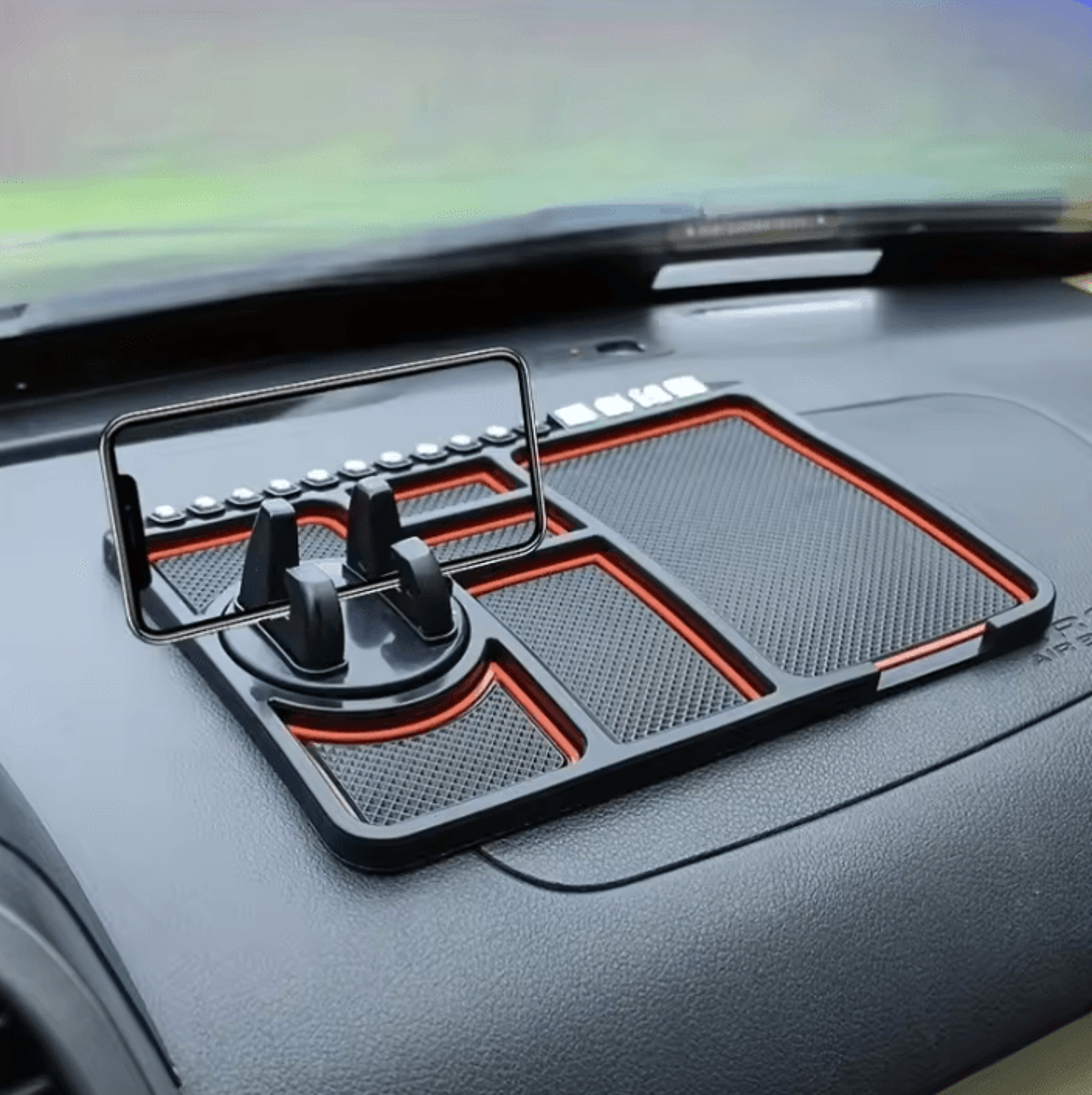 driveease multifunction car dashboard pad with phone holder & parking number display