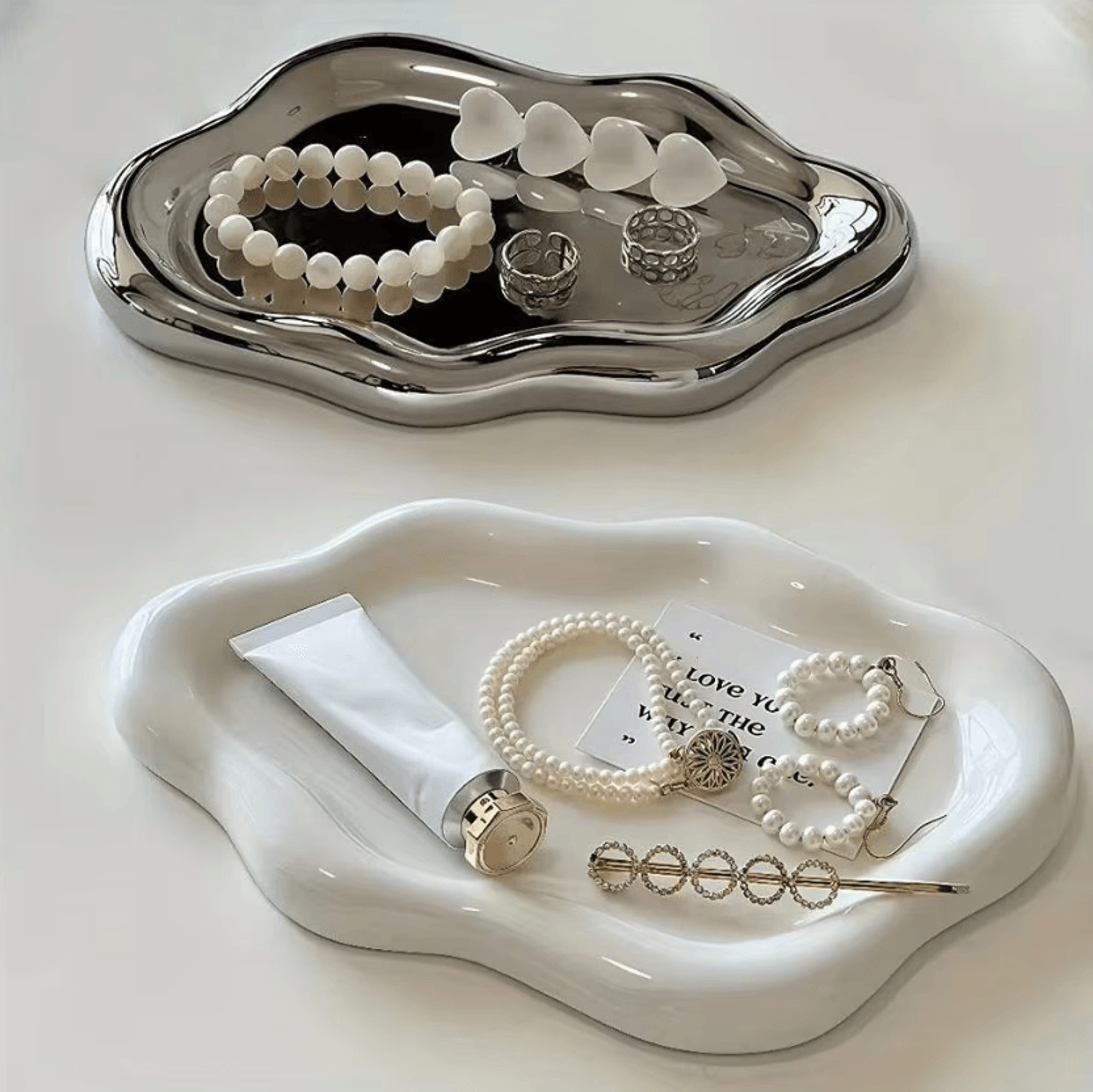 cloudglow ceramic jewelry tray & decorative trinket organizer