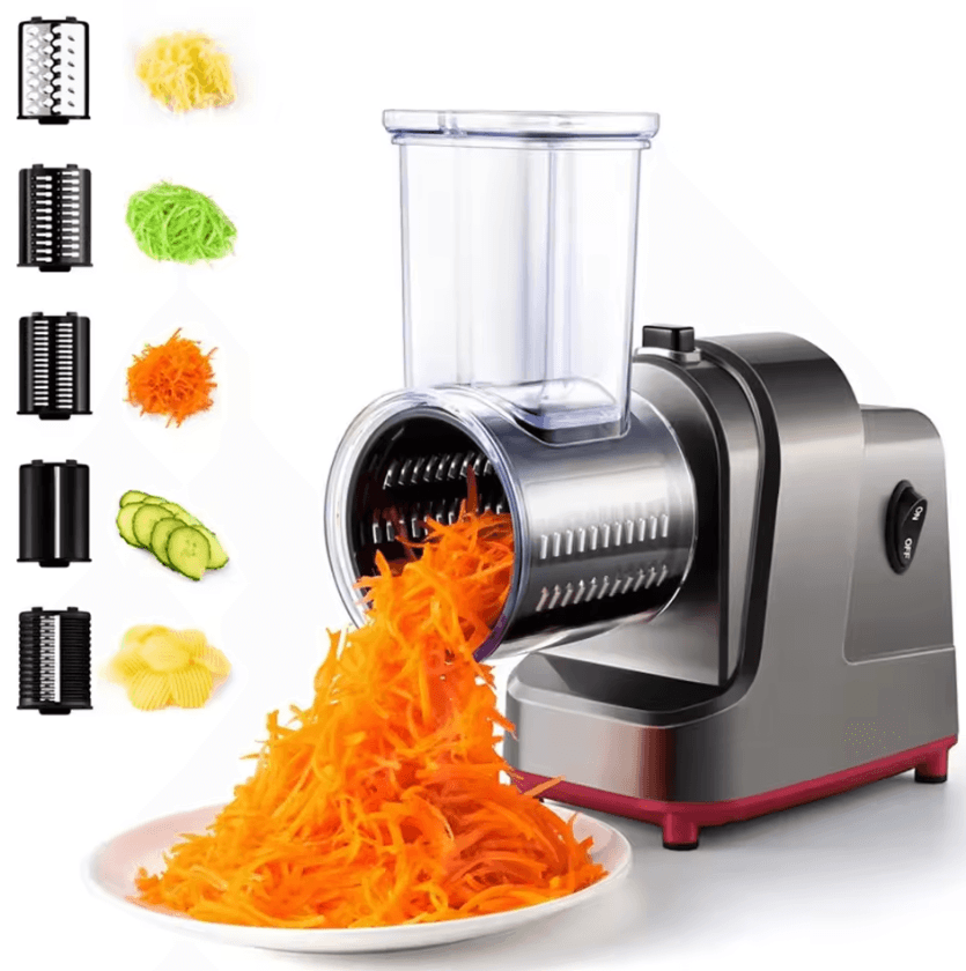 5-in-1 electric vegetable slicer & cheese grater salad shooter