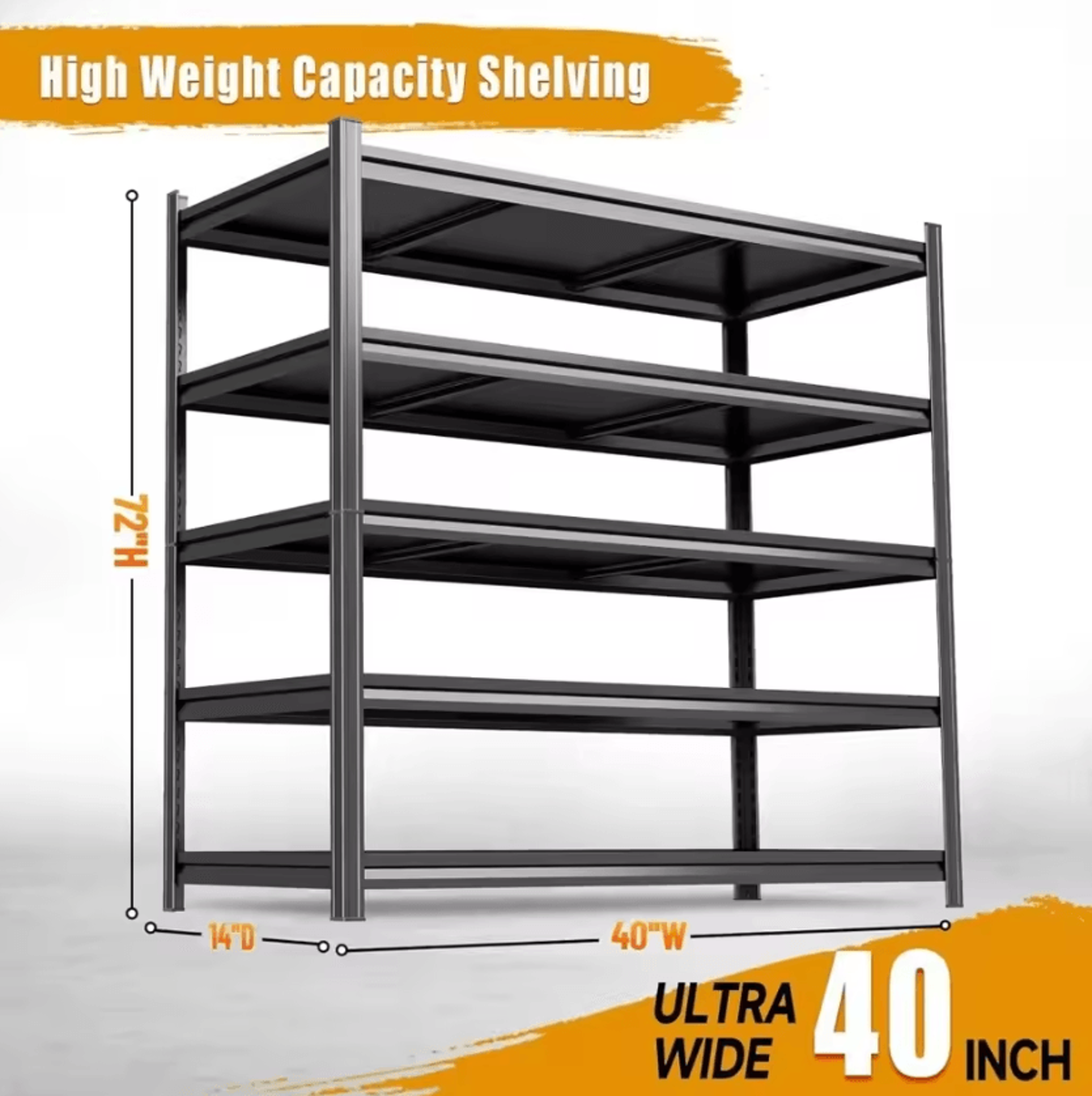 72-inch heavy-duty garage shelving unit with adjustable metal storage shelves