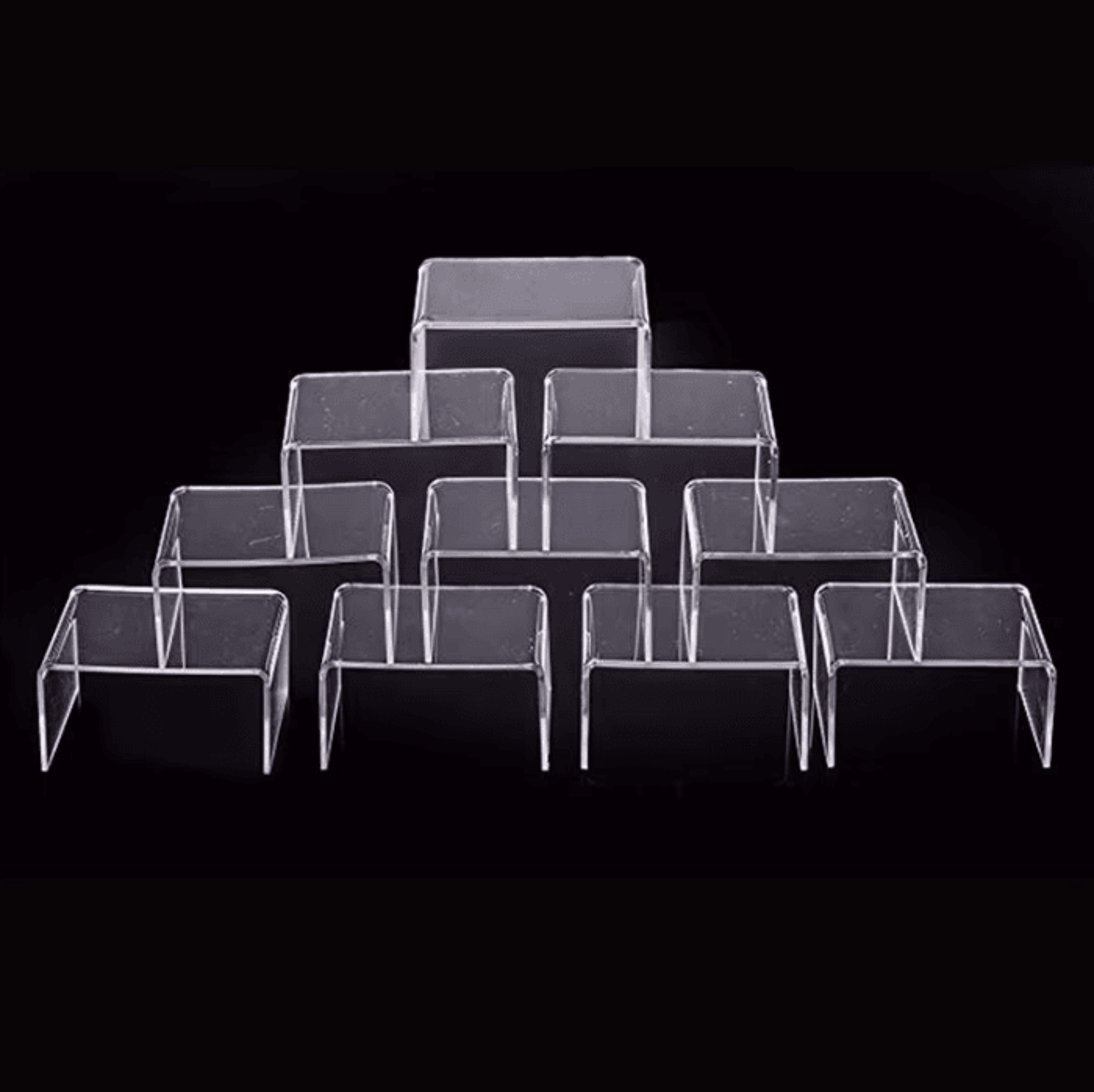 stackable clear acrylic display risers for makeup & perfume organization