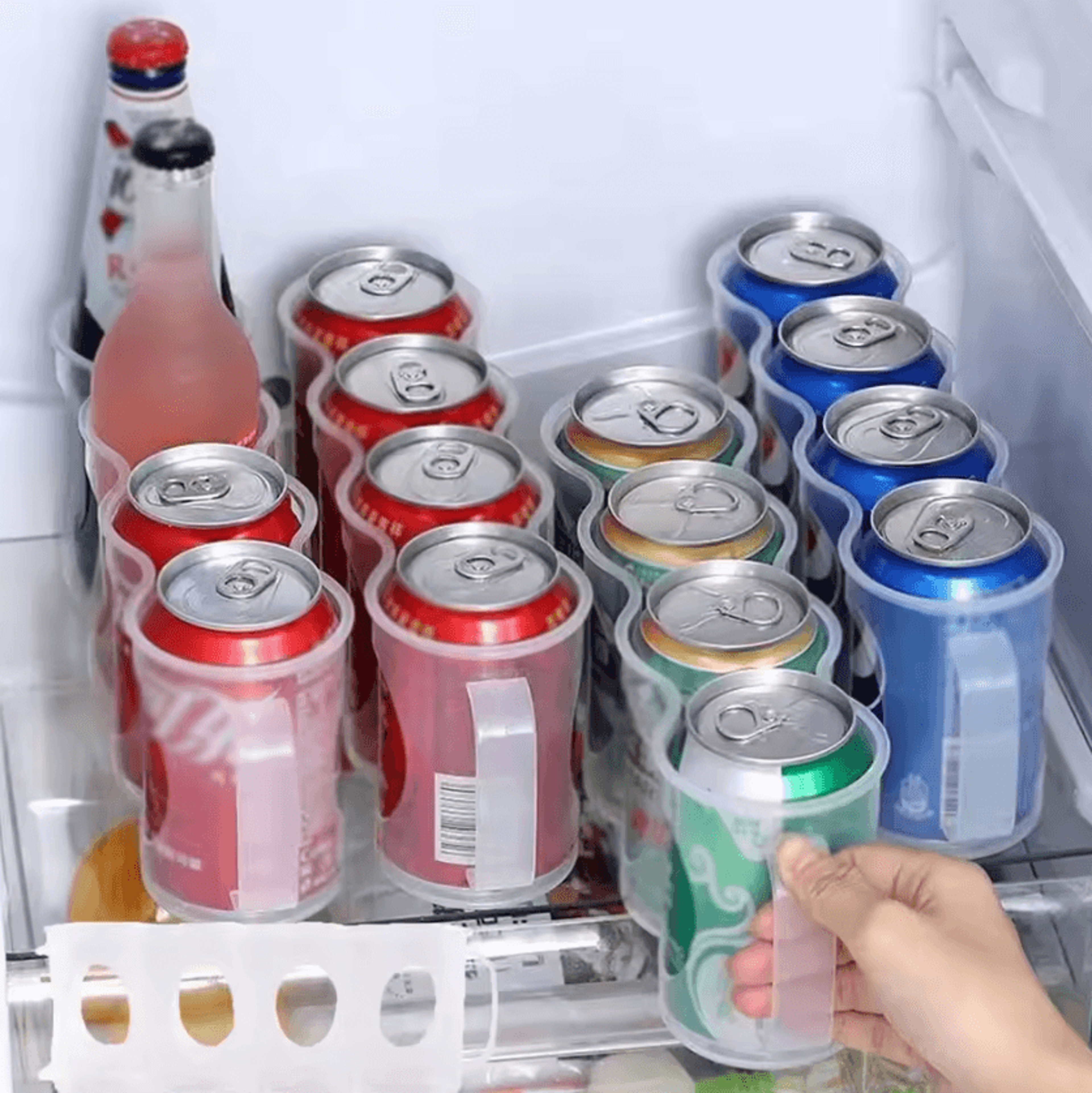 portable soda can organizer rack for refrigerator storage