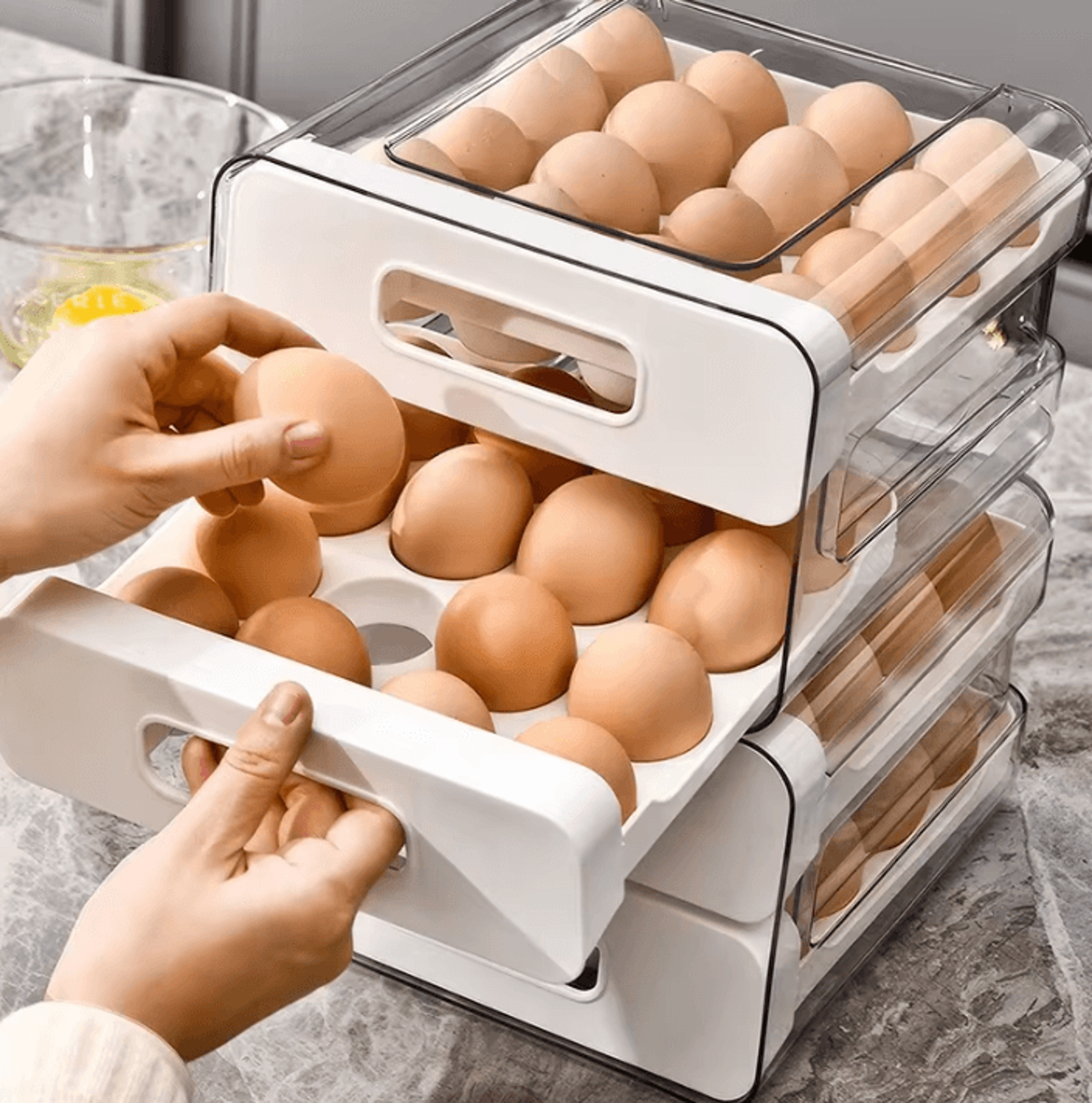 eggnest 32-compartment refrigerator egg organizer