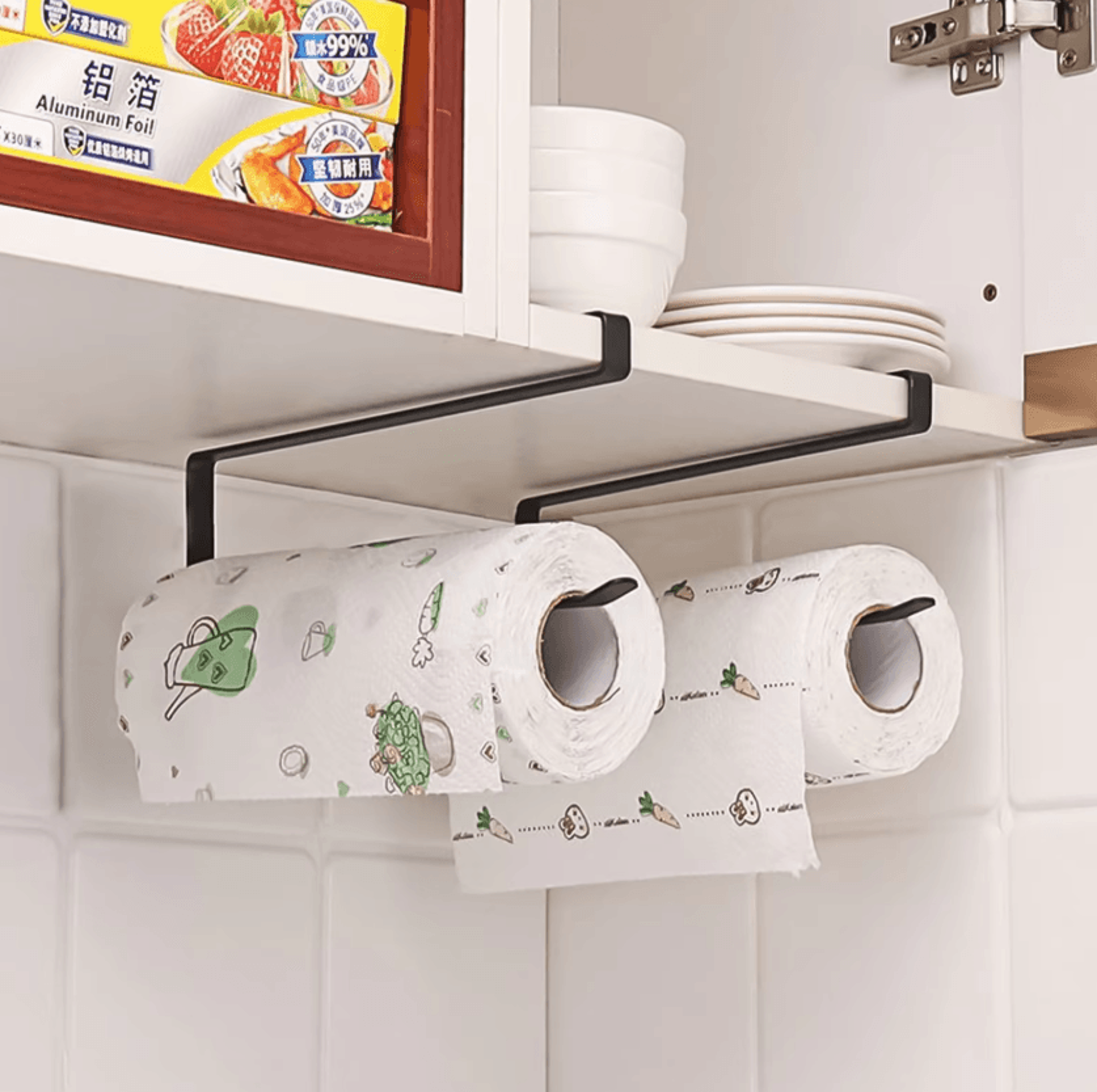quickhang punch-free paper towel & tissue holder rack