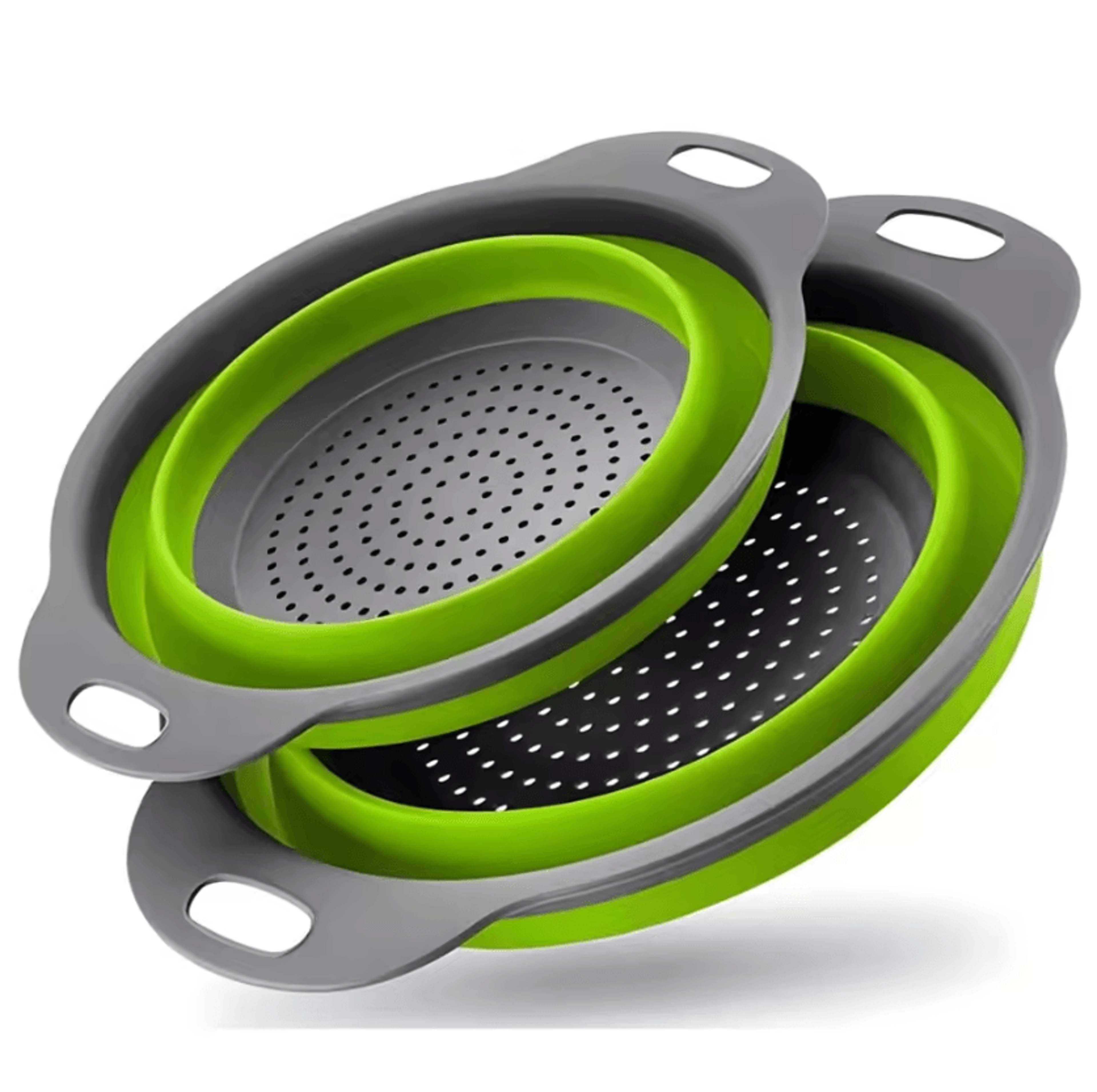 flexidrain collapsible colander set – foldable pasta & food strainers