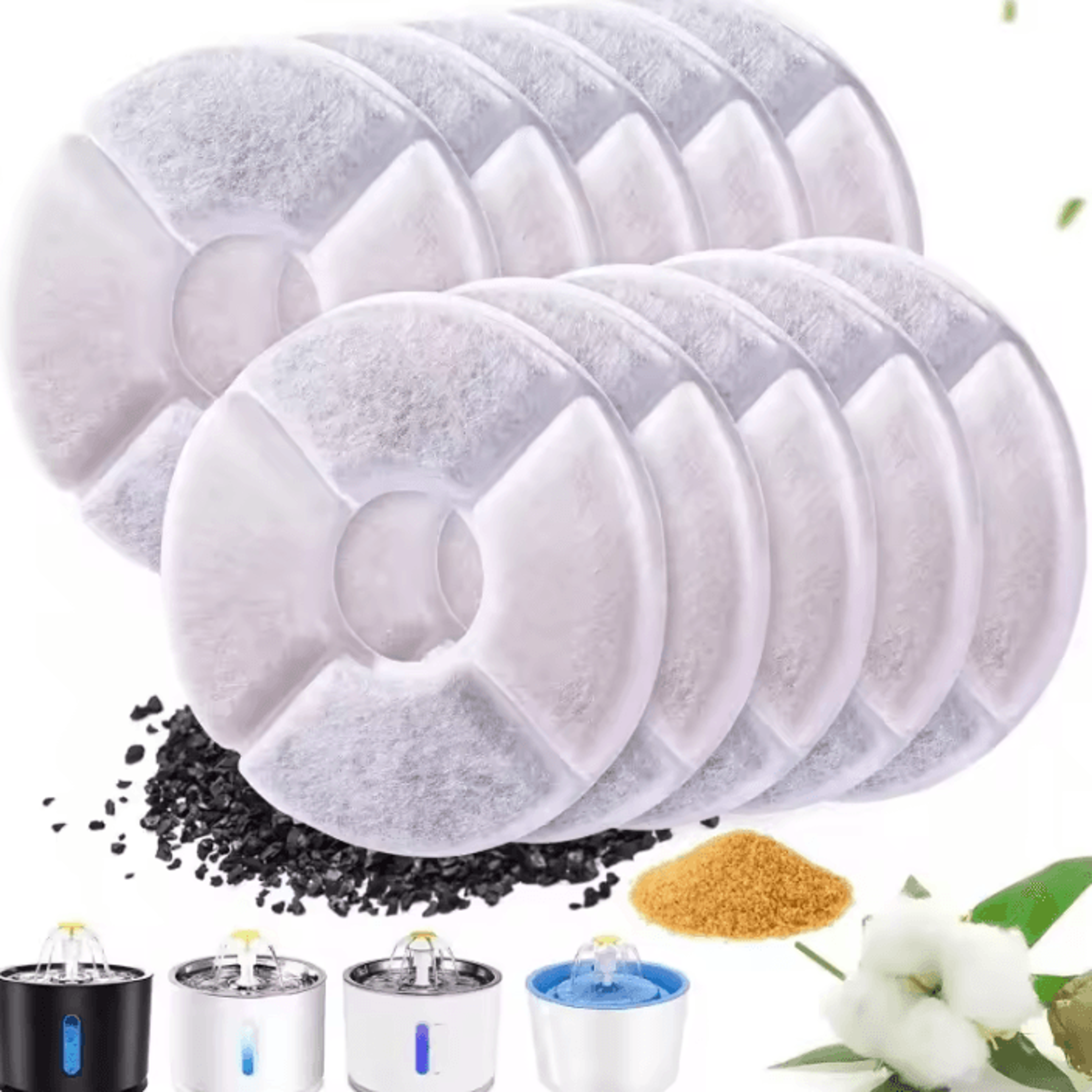 12-pack activated carbon replacement filters for 1.6l cat water fountain