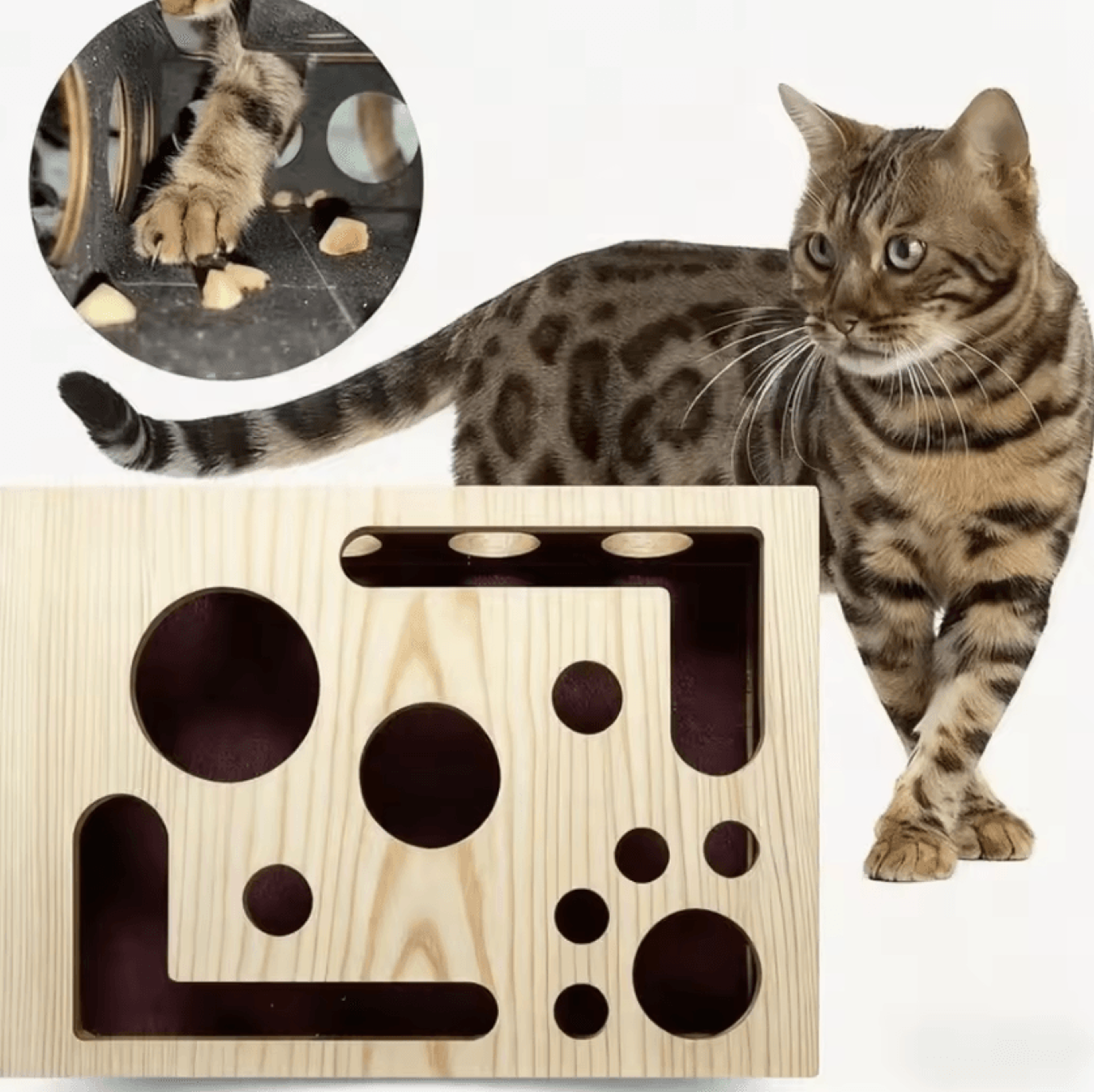 interactive cat nail file puzzle box with bell ball maze tunnel