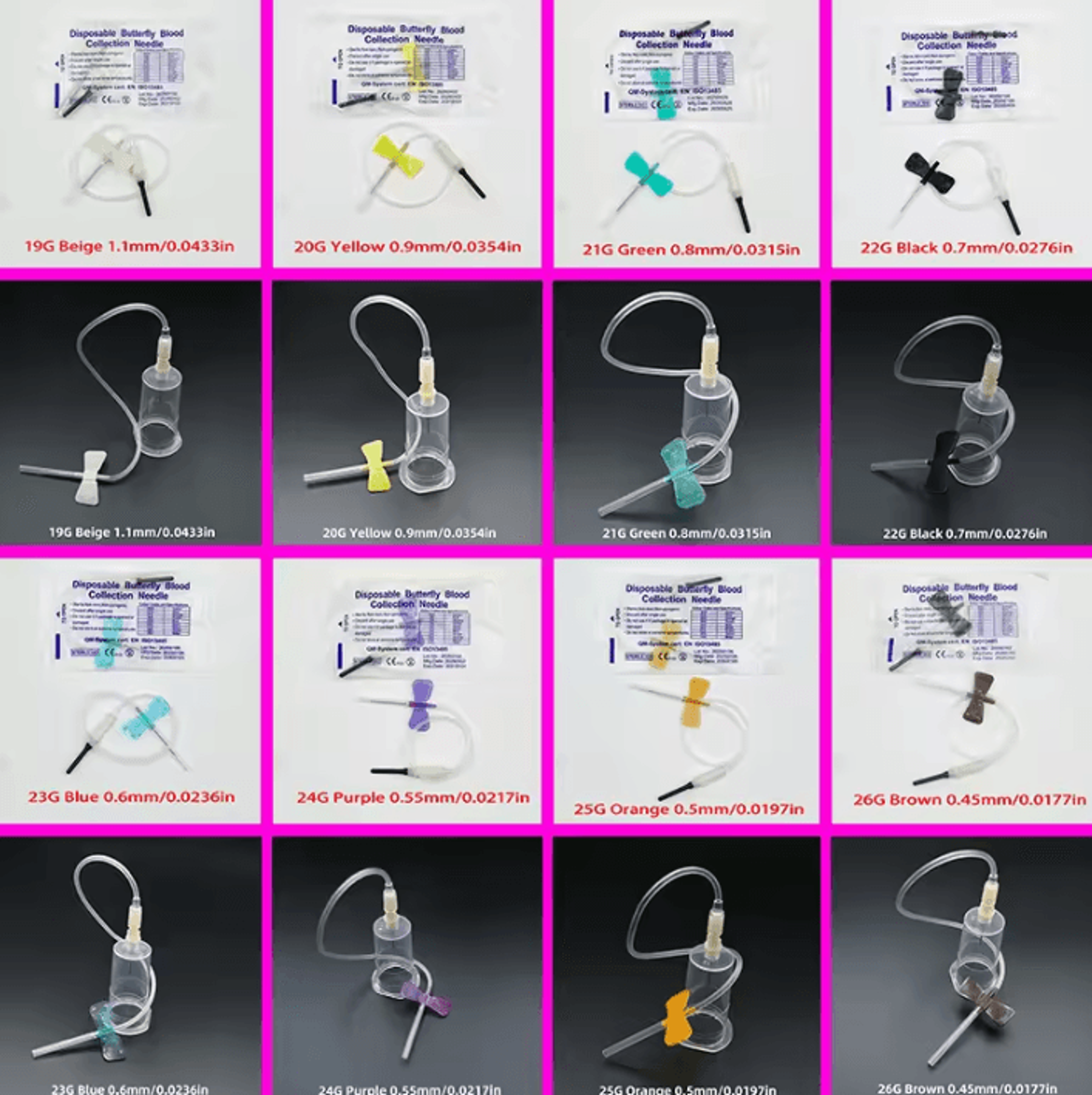 disposable veterinary butterfly blood collection needles 50pcs