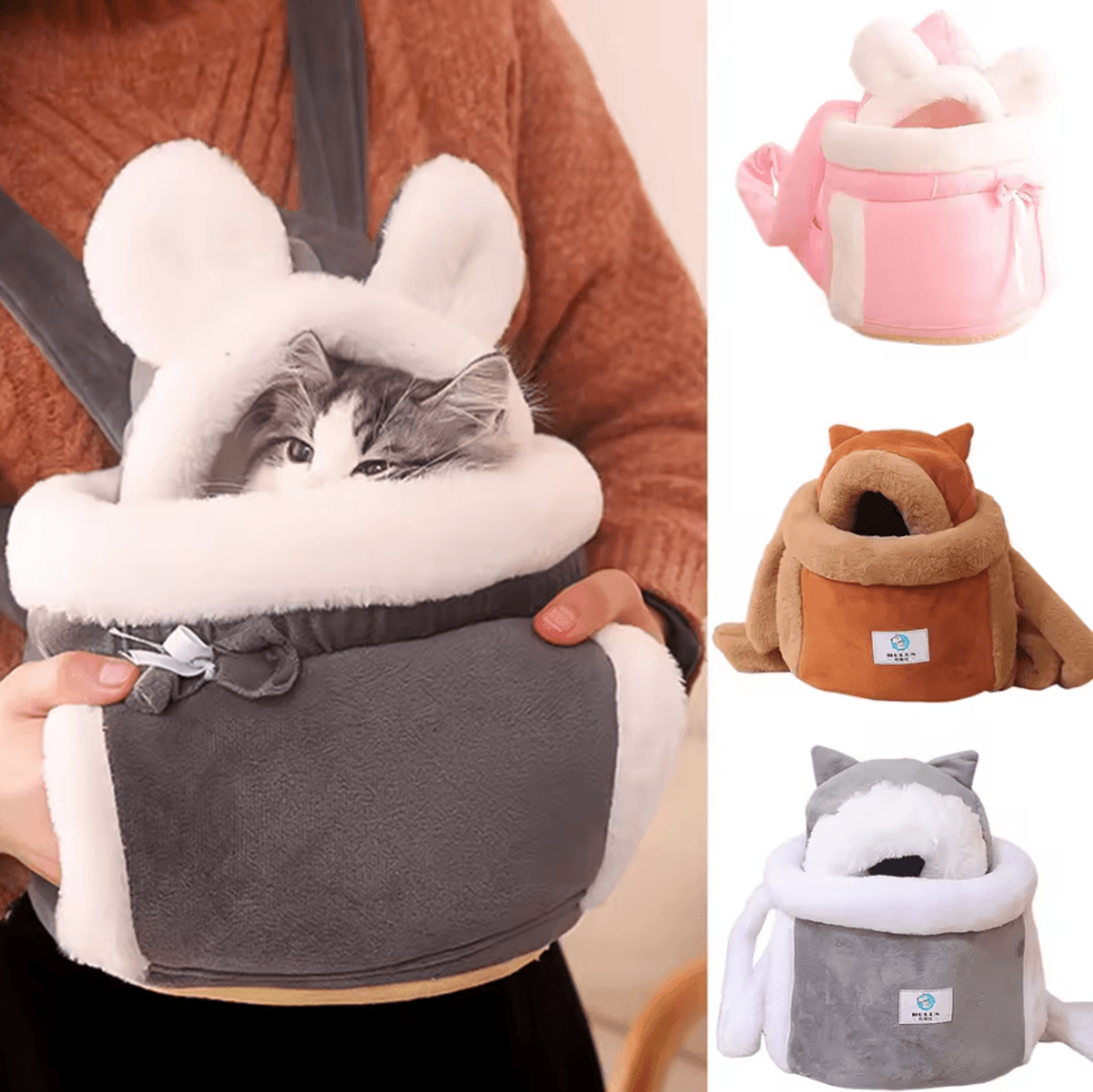winter warm plush cat backpack carrier for outdoor travel