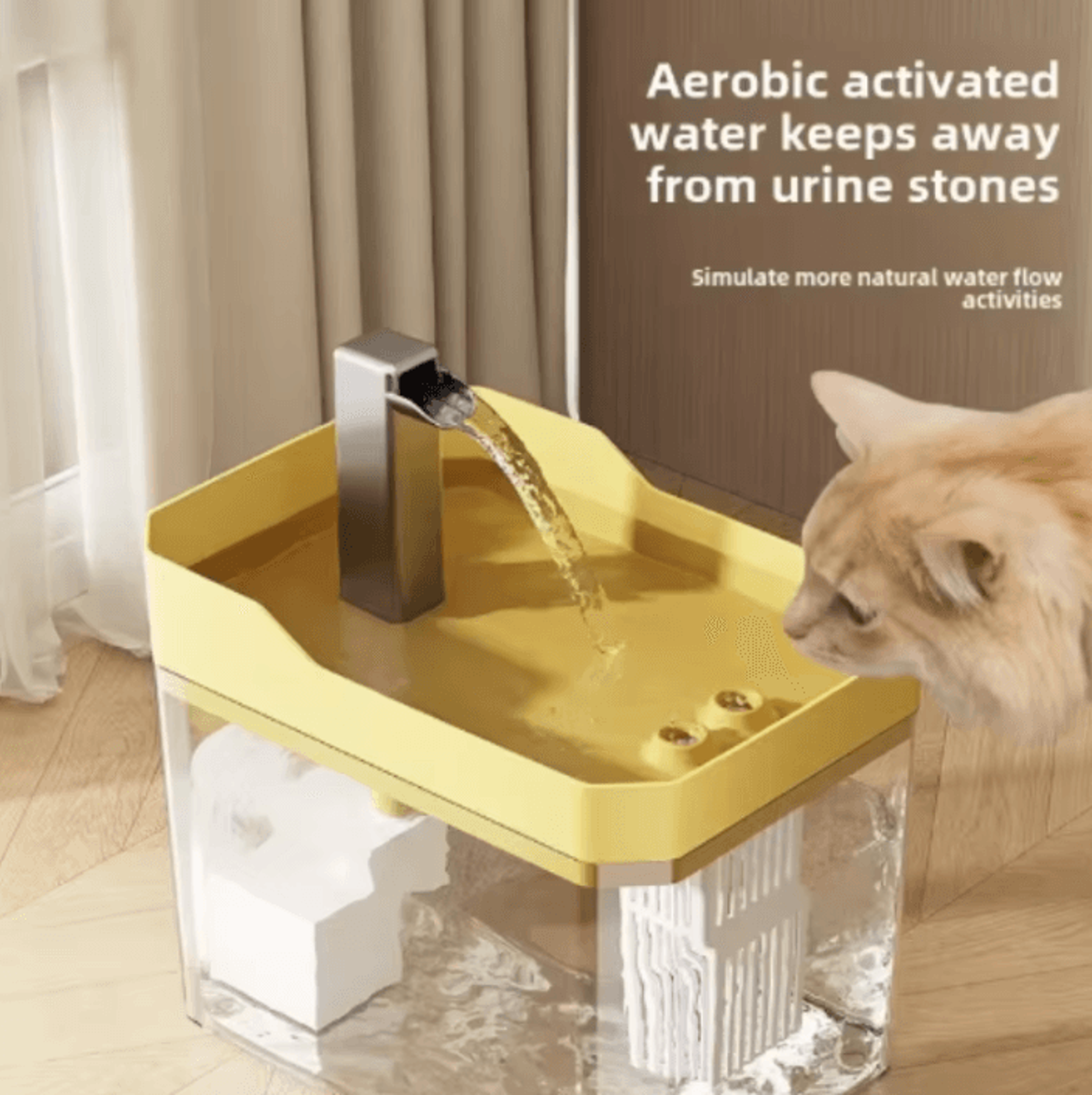 crystalflow transparent cat water fountain with usb filter pump