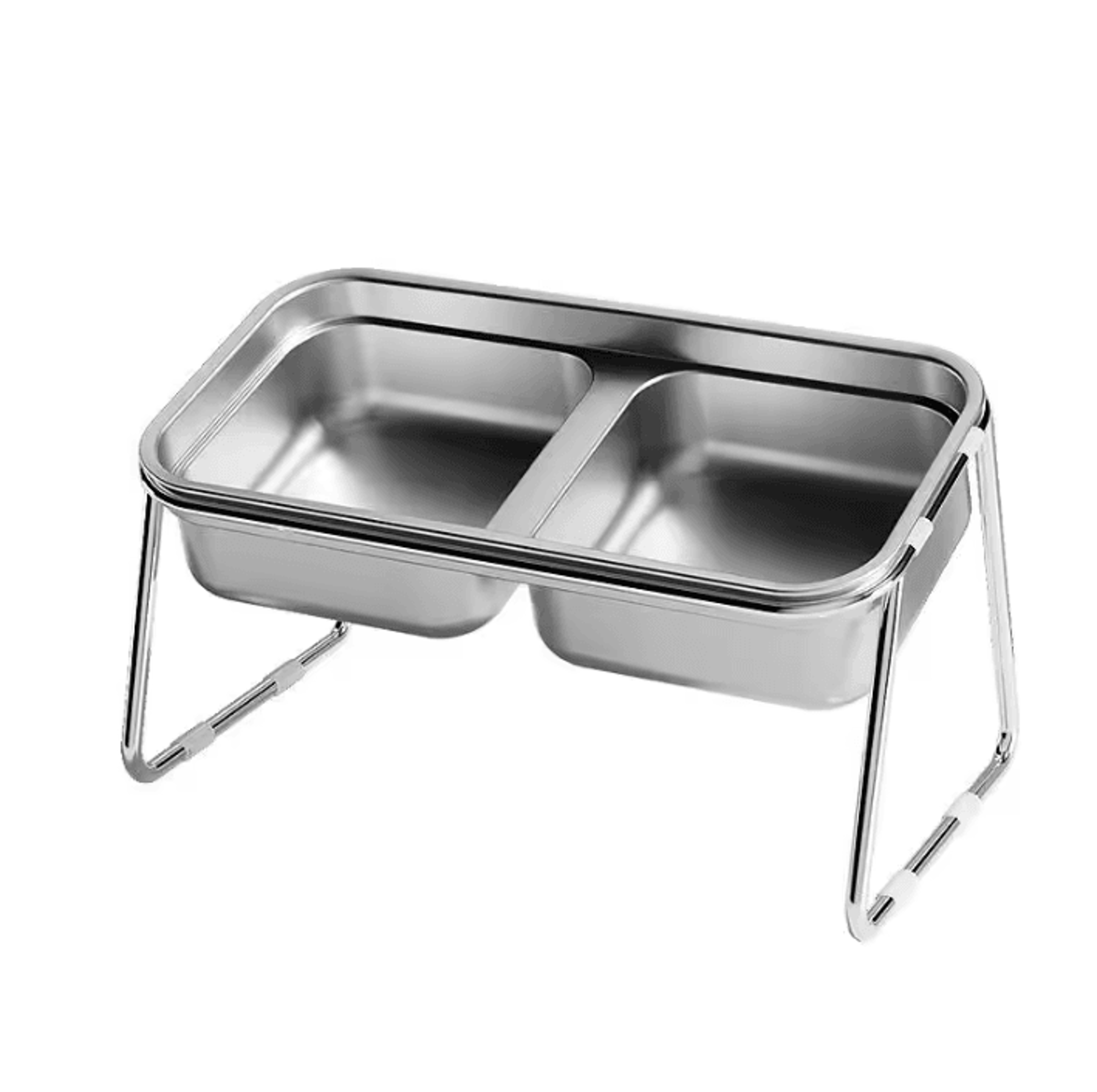 stainless steel double pet bowl set with anti-tip base