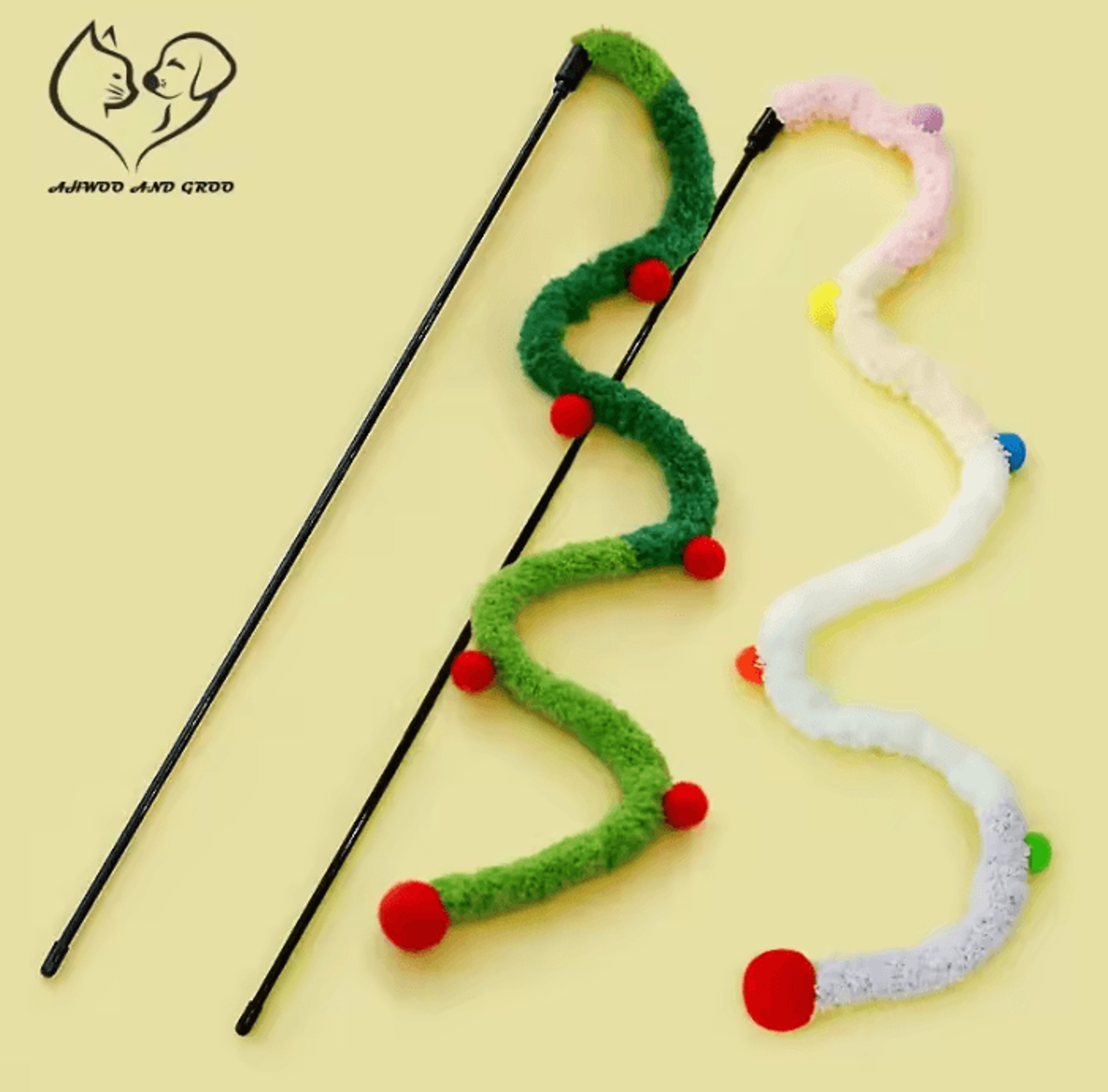 colorful caterpillar feather cat teaser wand for interactive play