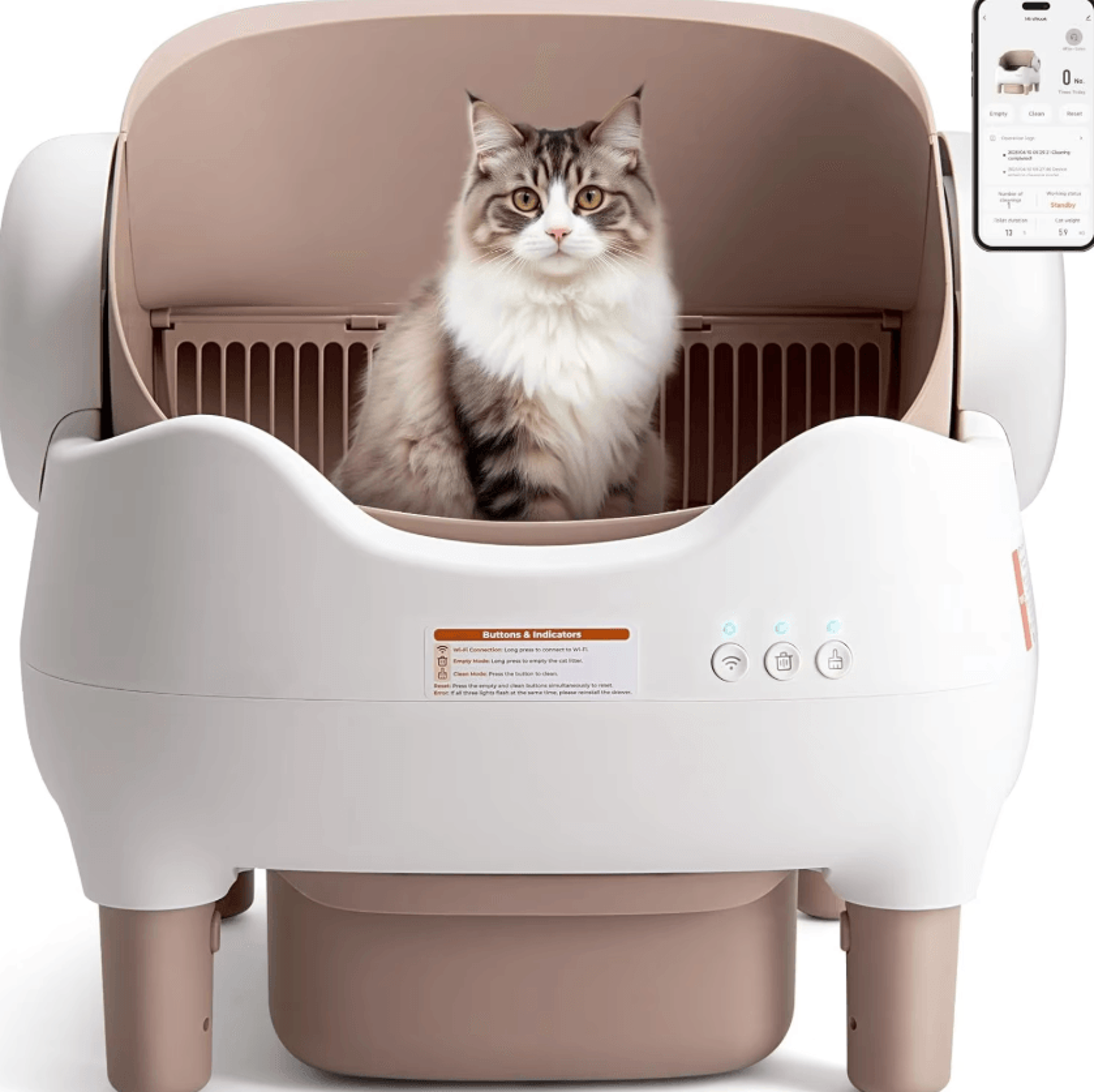 voford extra large self-cleaning cat litter box with smart app control