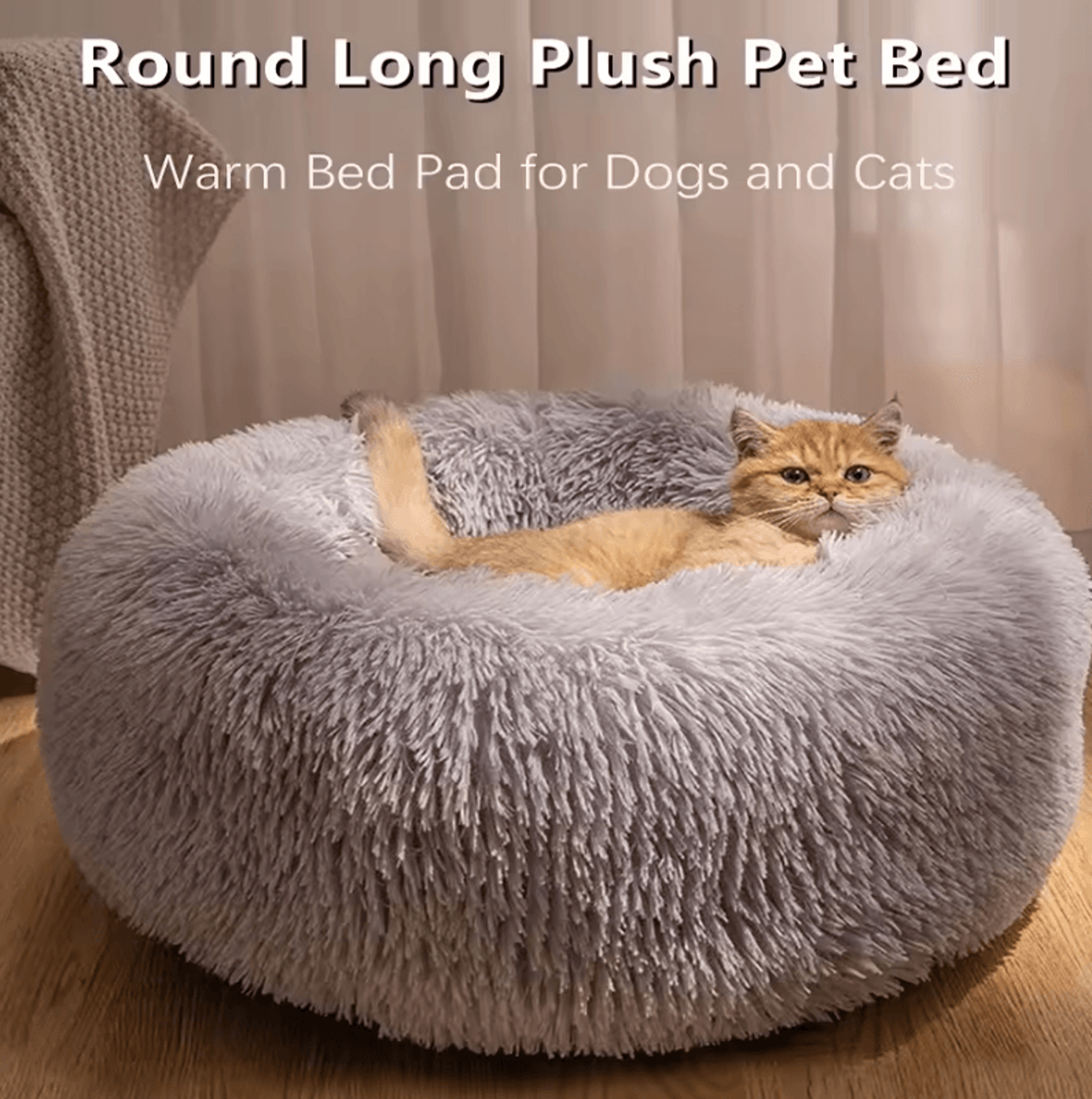 cozycalm plush donut pet bed for cats & small dogs