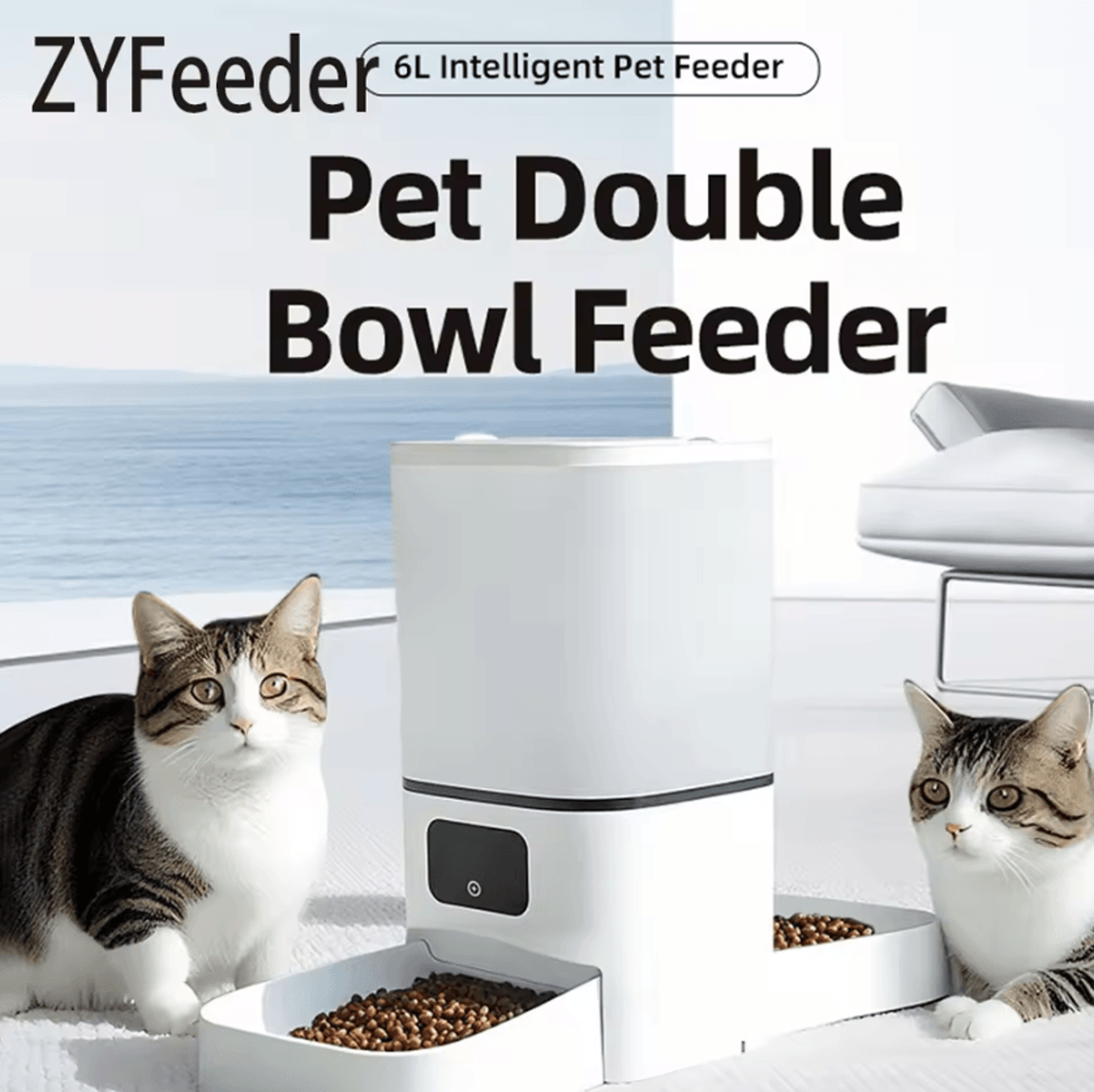 smartserve 6l wifi automatic pet feeder with double bowls