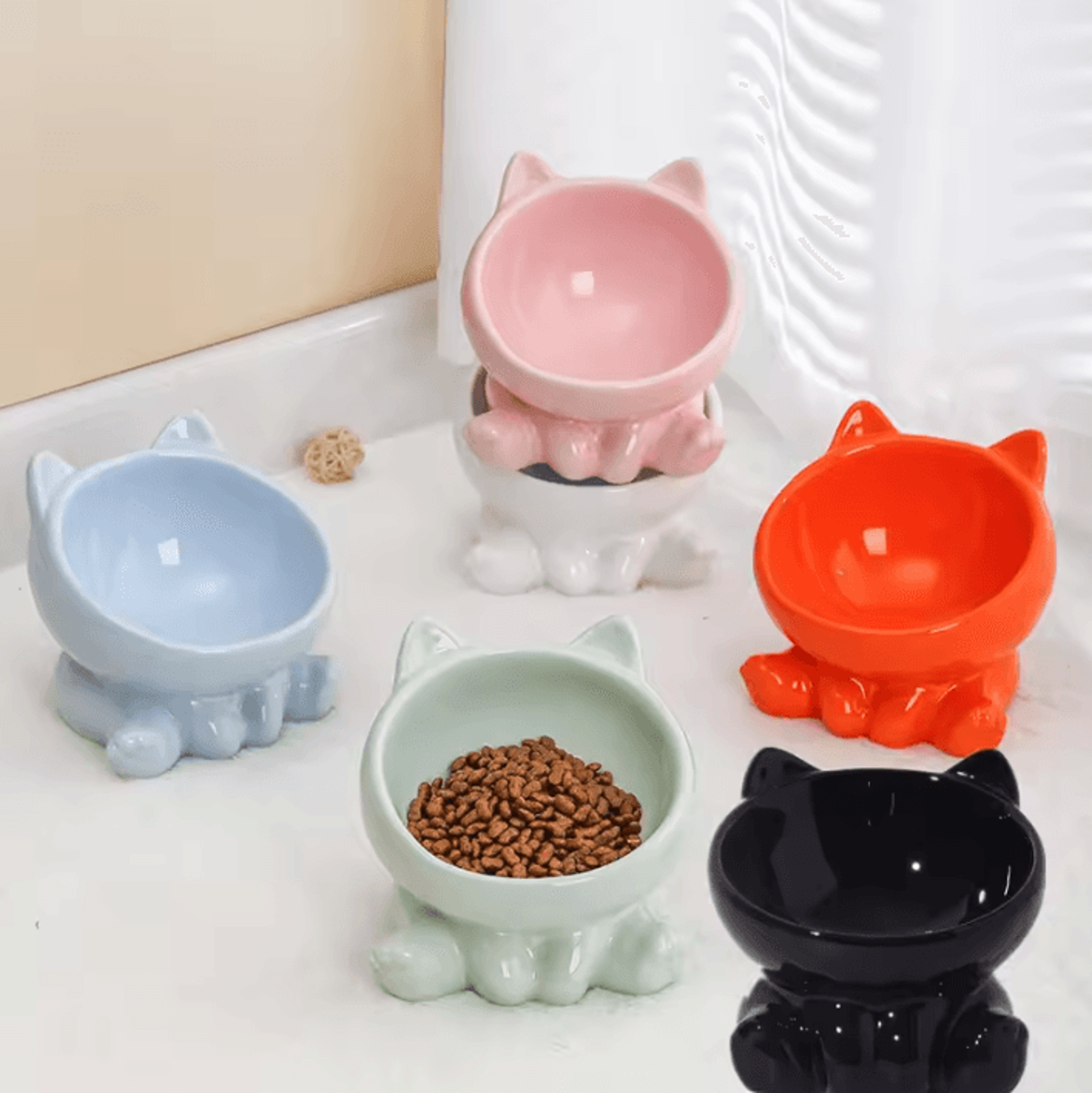 cozytilt elevated ceramic pet bowl with high stand