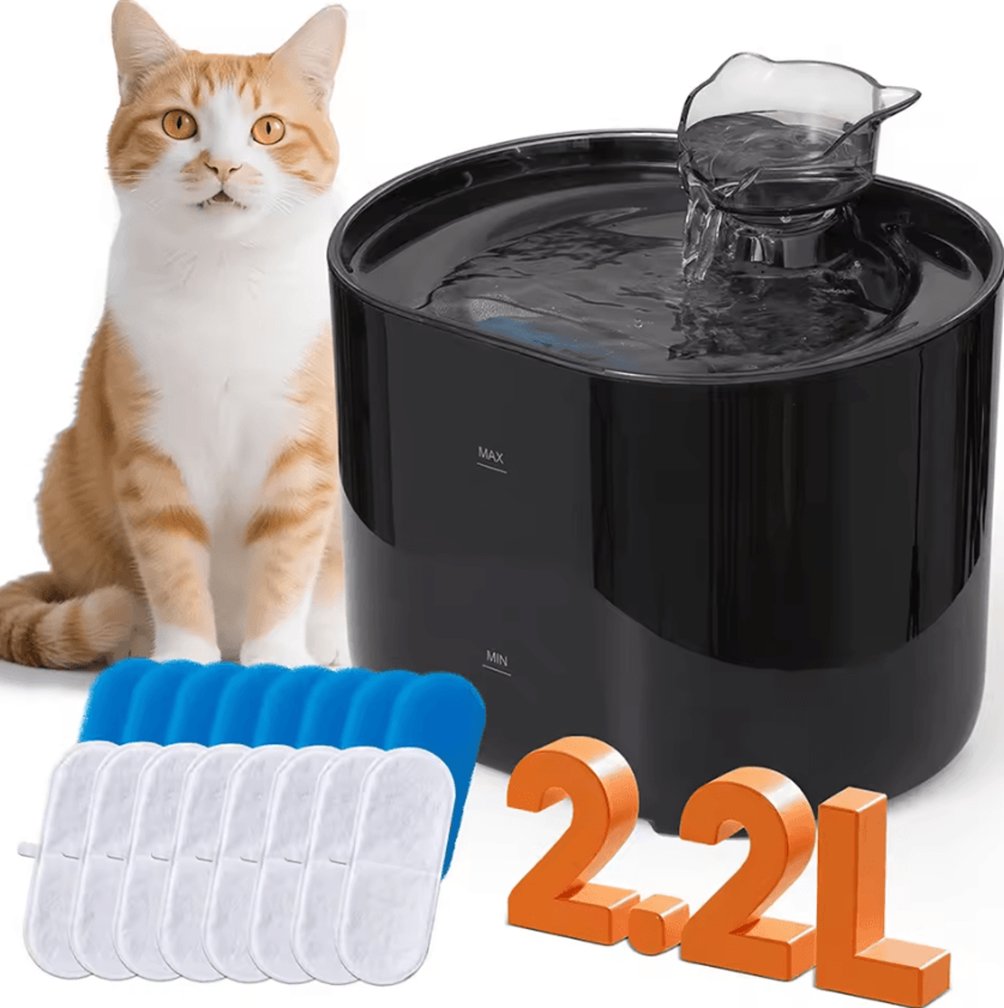 pureflow whisper quiet cat water fountain for cats & dogs