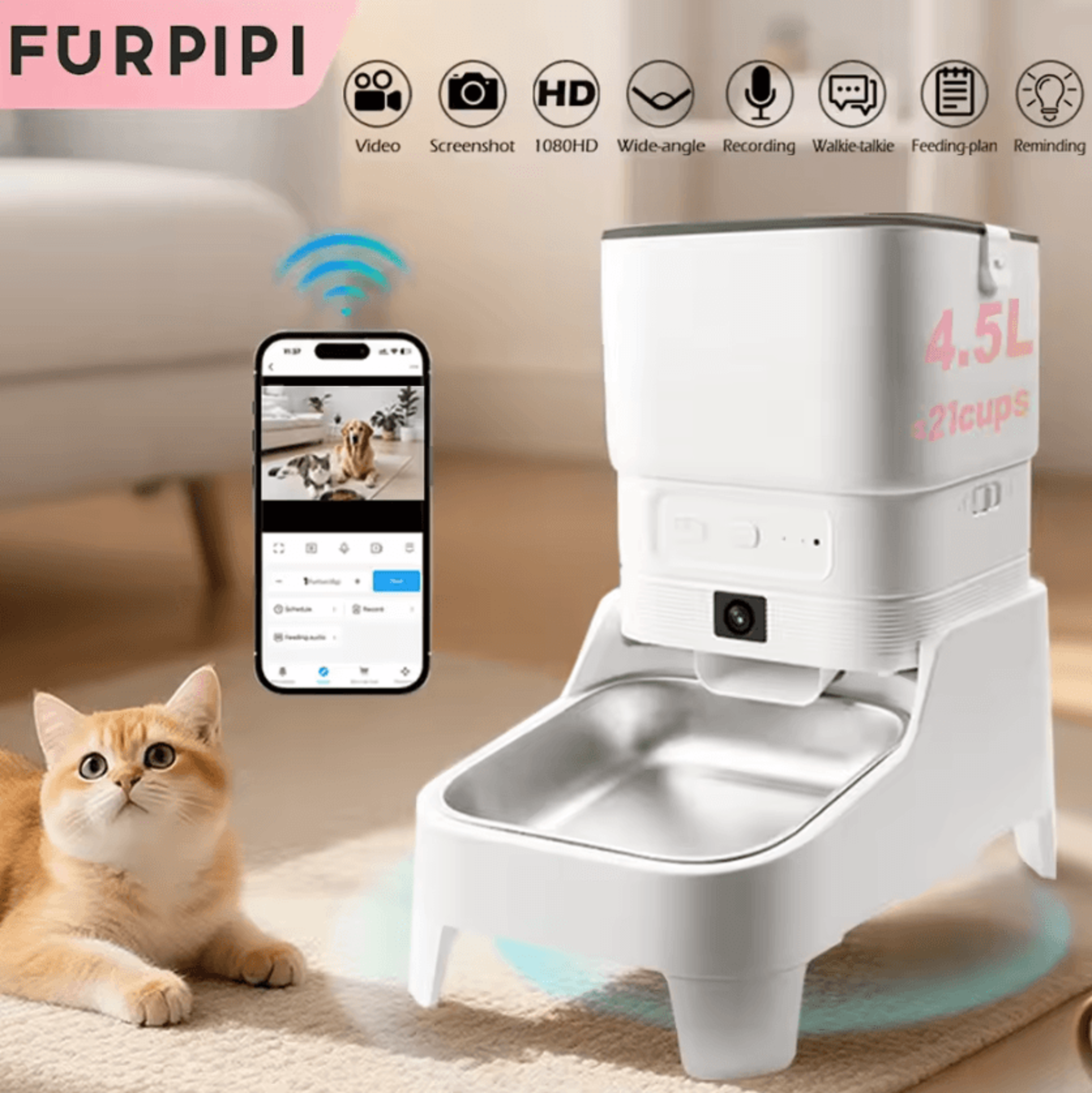 smartserve ai camera automatic pet feeder for cats & dogs