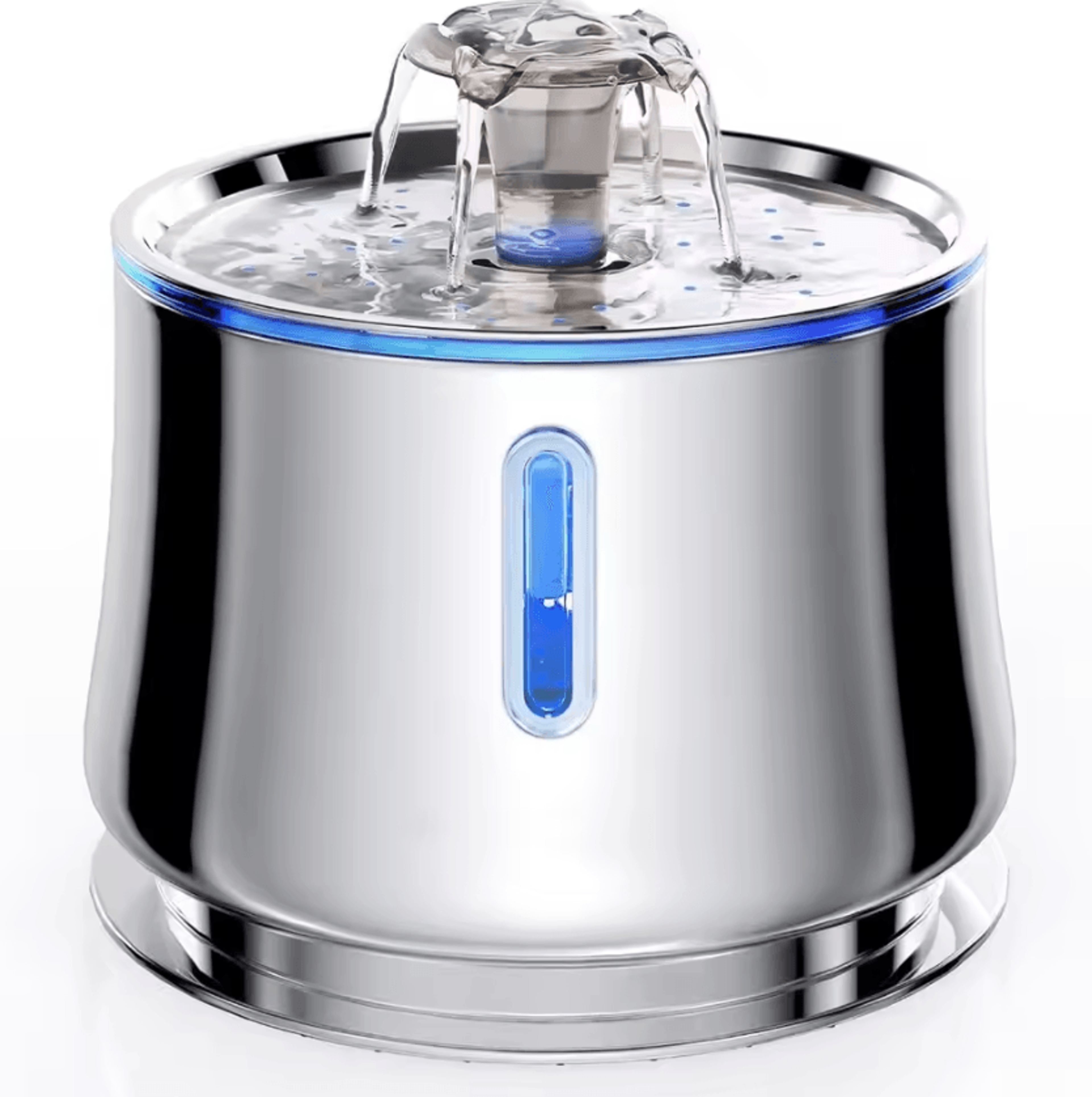 puresteel 2.5l stainless steel cat water fountain with water level window