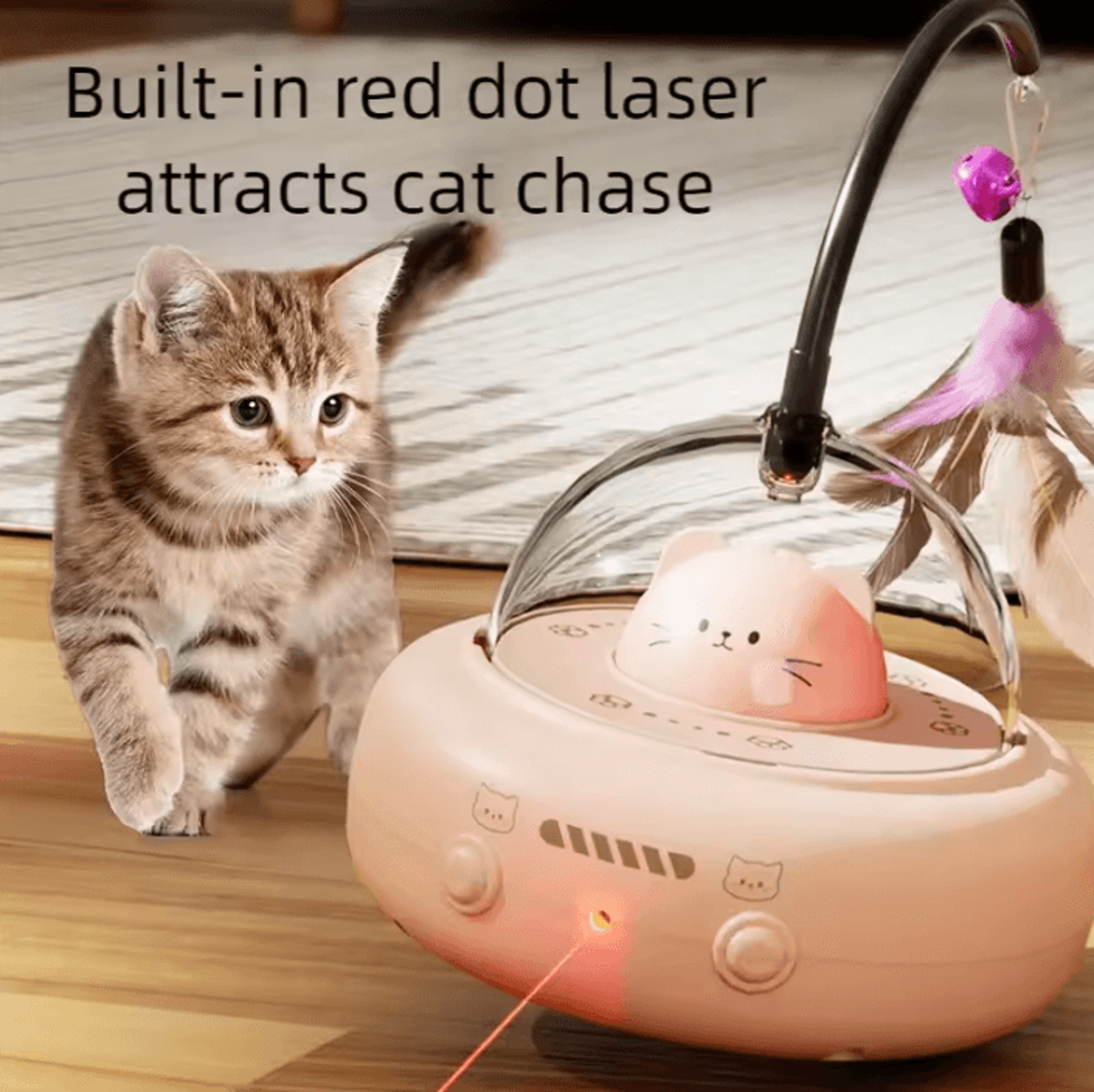 orbitpaw smart ufo cat teaser toy with feather & bell