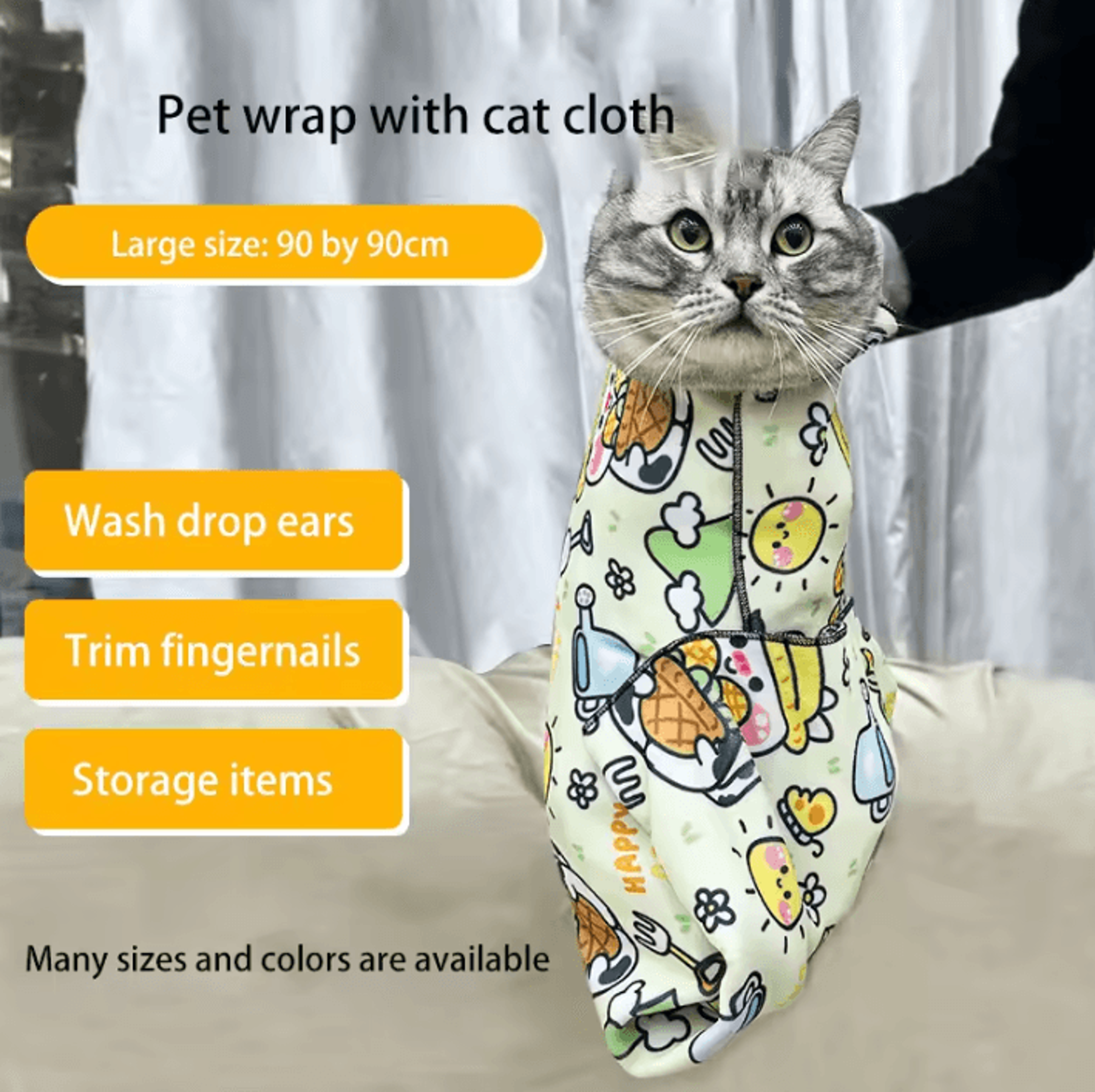 comforthold cat grooming wrap for safe nail trimming & bath time